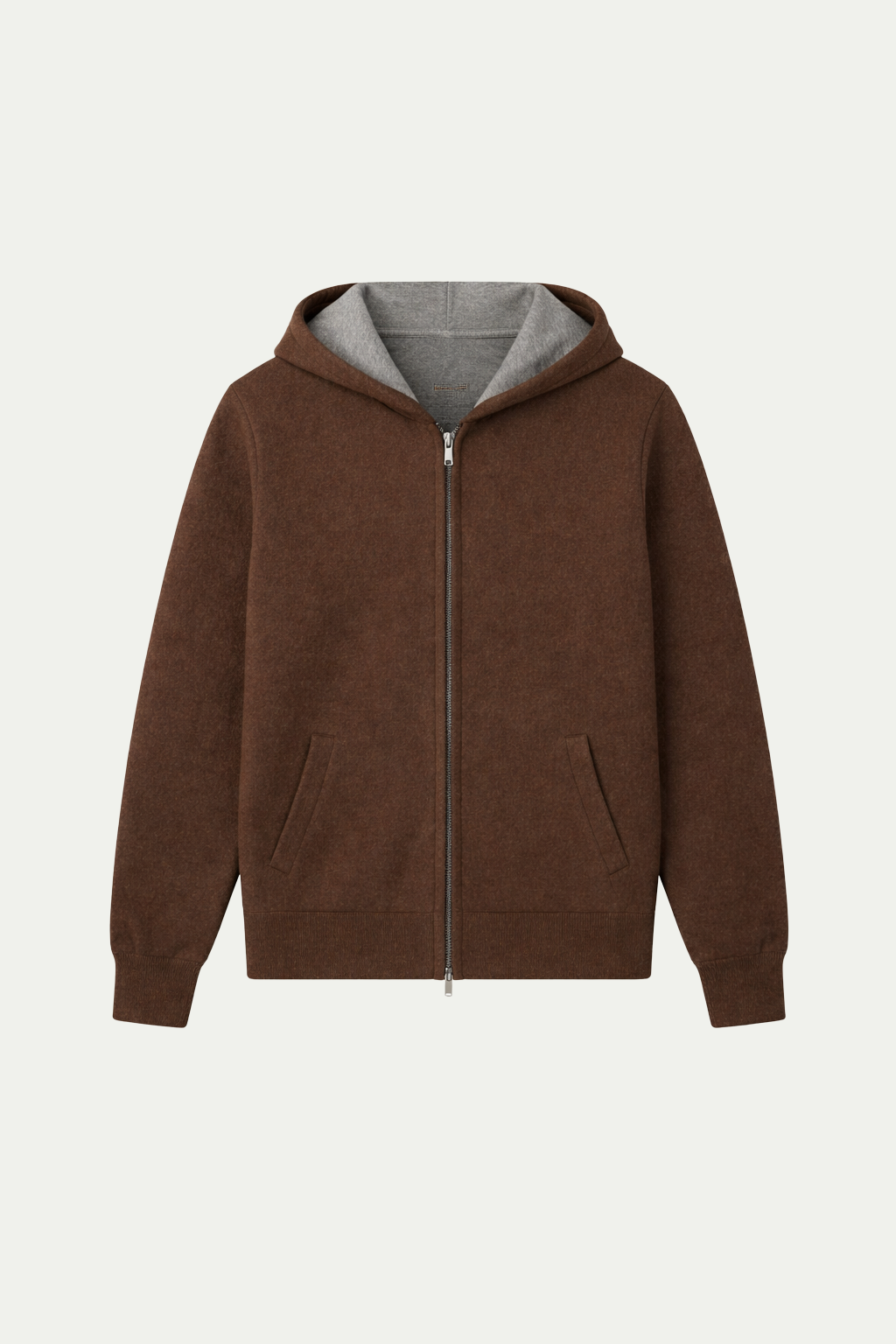 Wende-Strickjacke mit Kapuze Braun & Grau