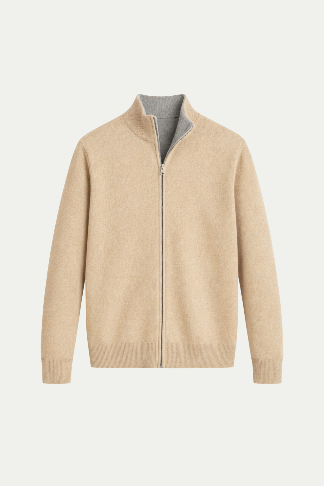 Reversible Zip Knit Beige & Grey