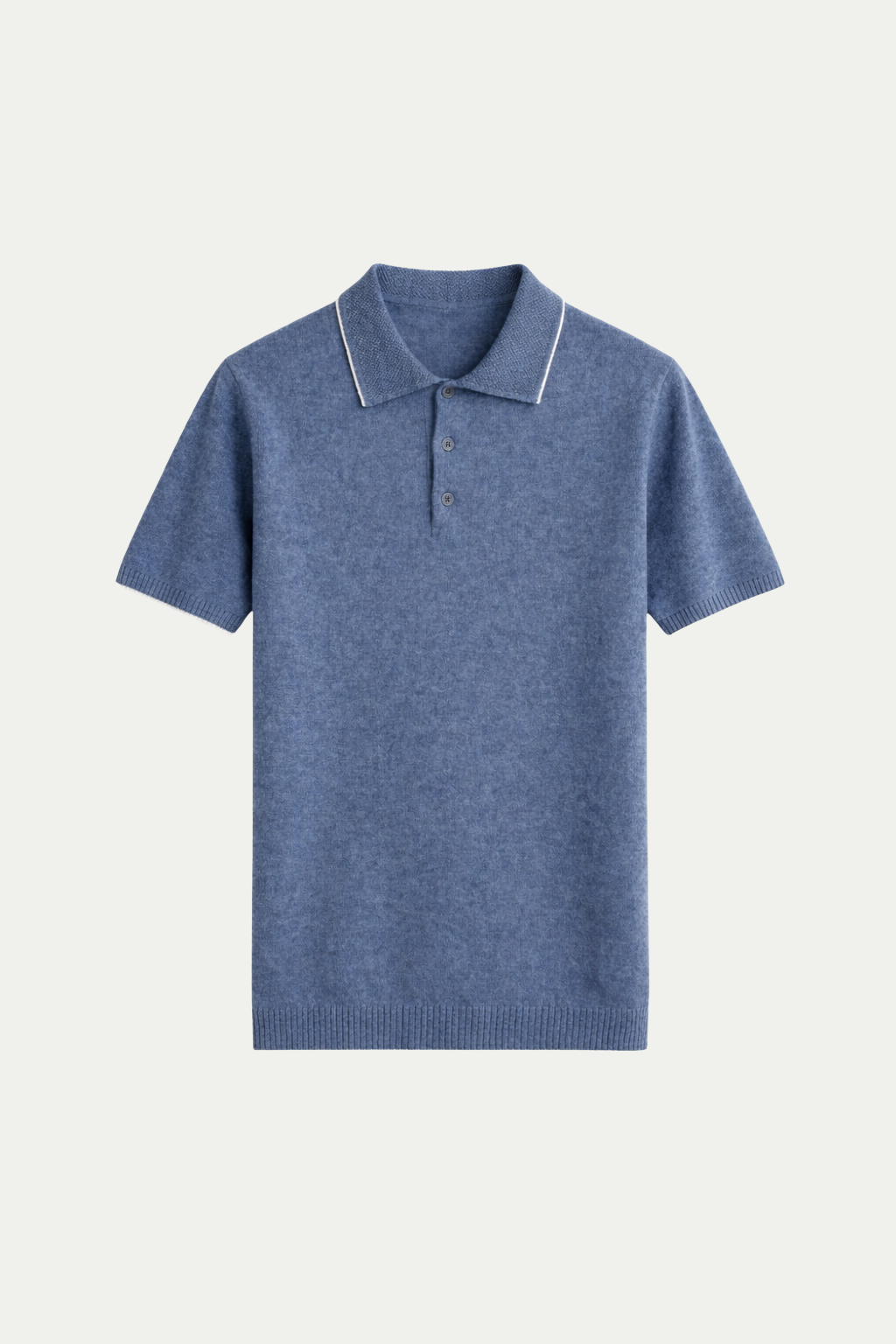 Fine Striped Knit Polo Blue