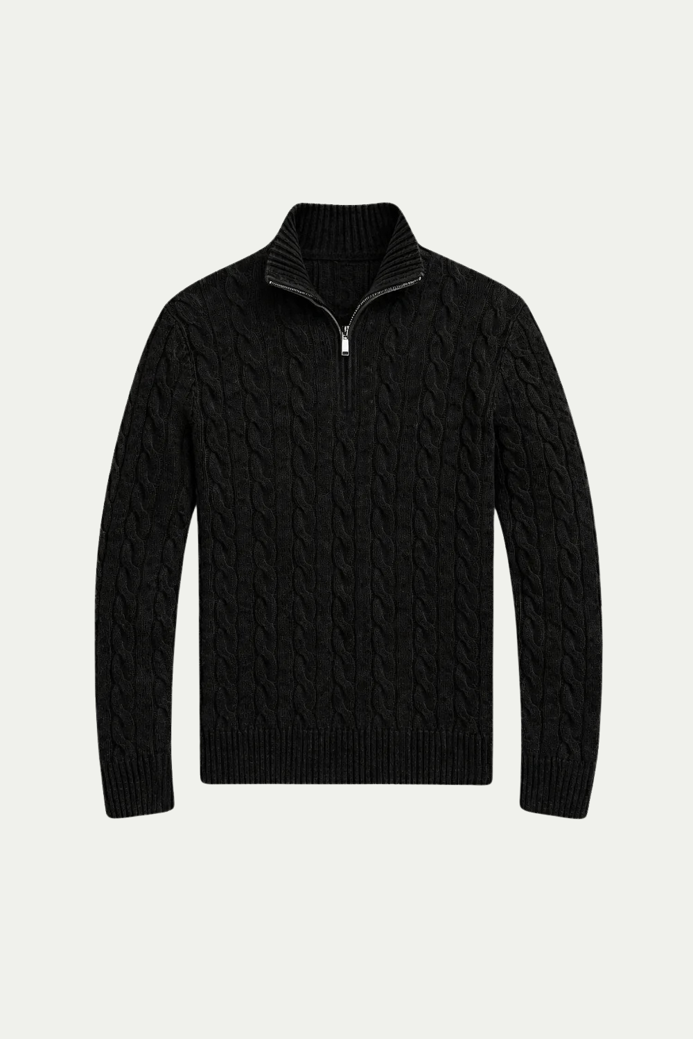 Classic Cable Quarter Zip Black