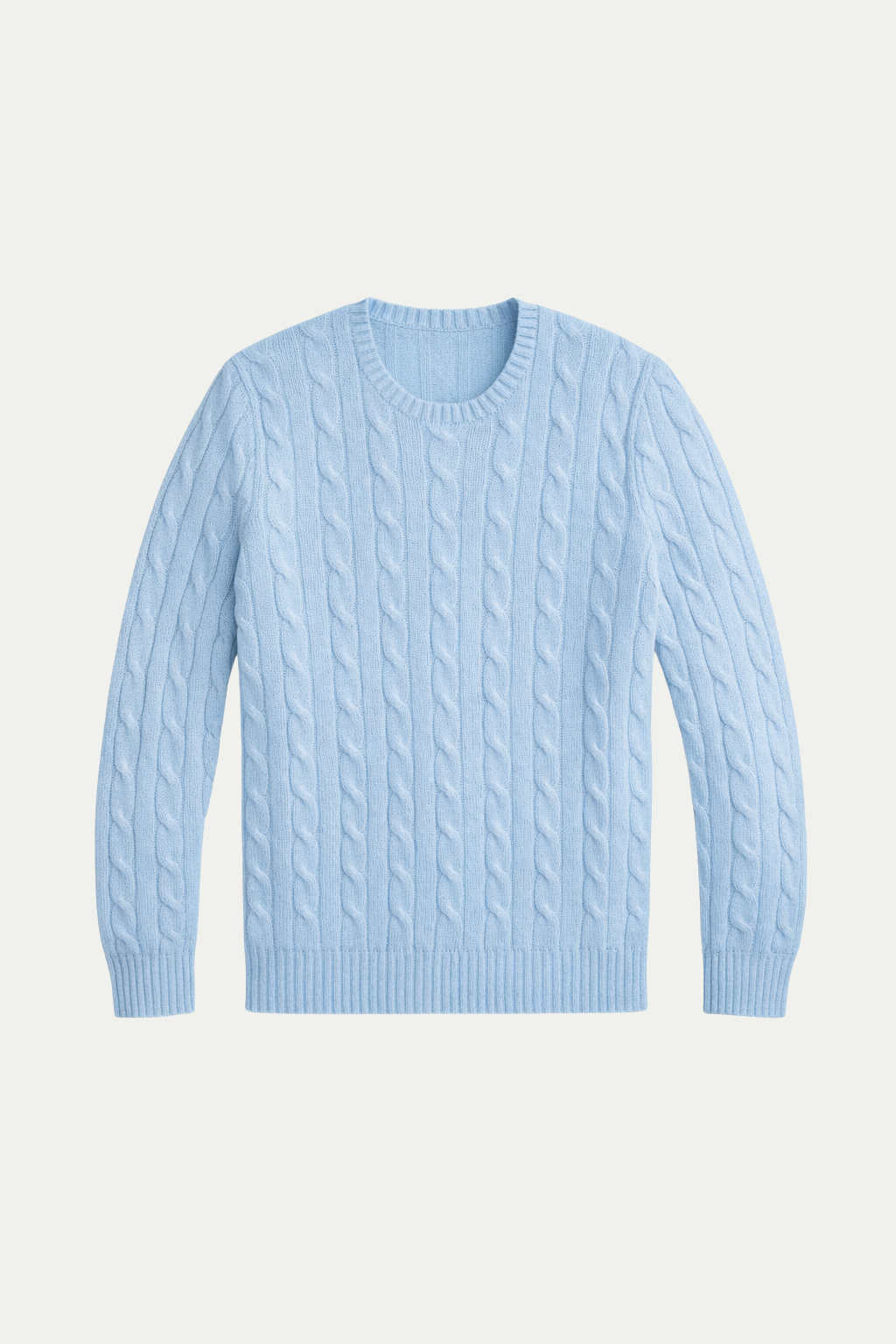 Handgestrickt Zopfmuster Himmelblau
