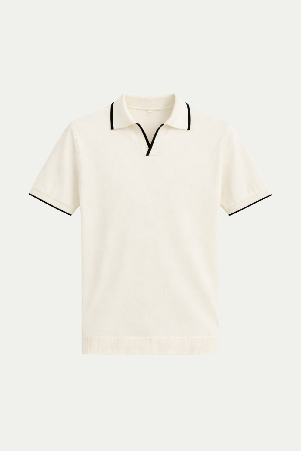 Gestreiftes Poloshirt ohne Knöpfe Elfenbein