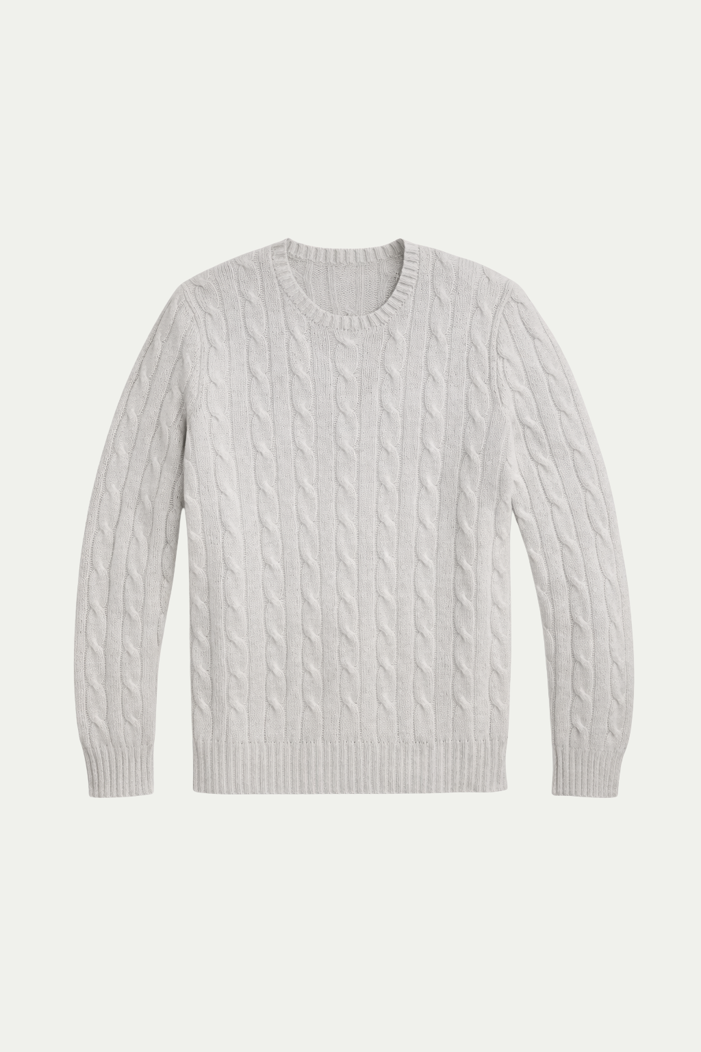 Handgestrickter Zopfmusterpullover Grau