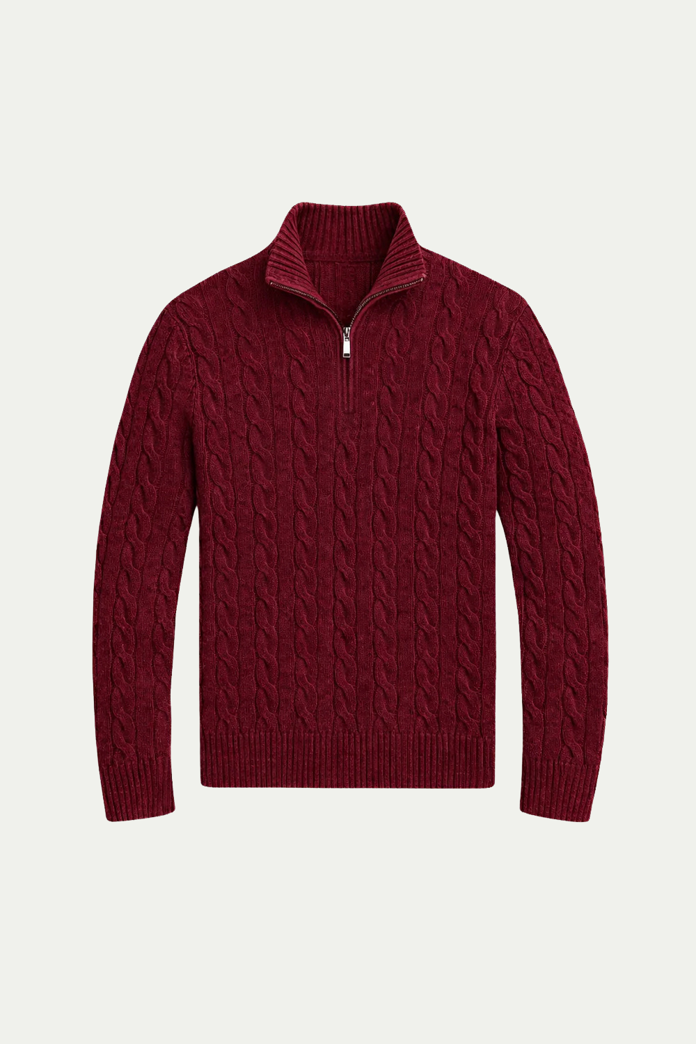 Classic Cable Quarter Zip Red Wine