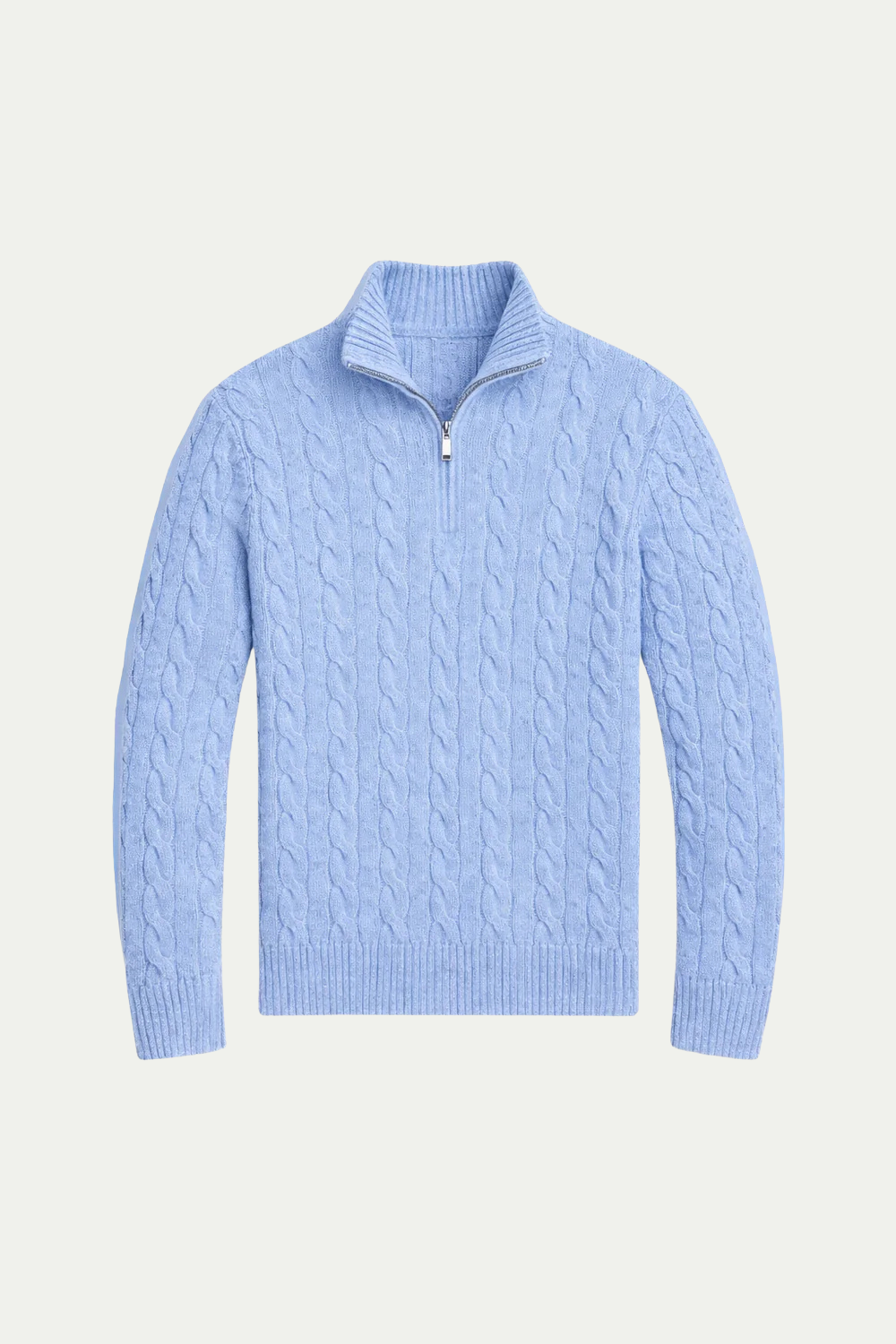 Classic Cable Quarter Zip Light Blue