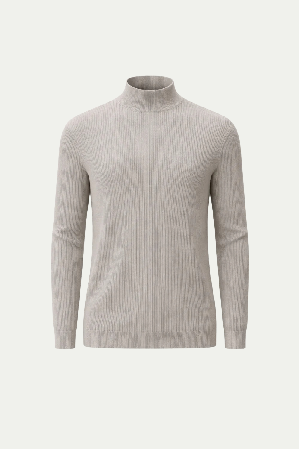 Gerippter Rollkragenpullover Beige