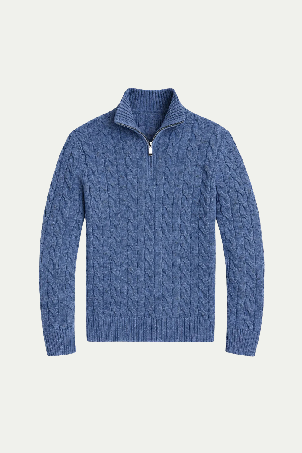 Classic Cable Quarter Zip Demin Blue