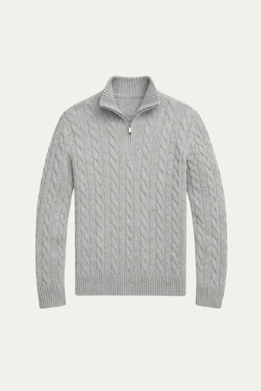Classic Cable Quarter Zip Grey
