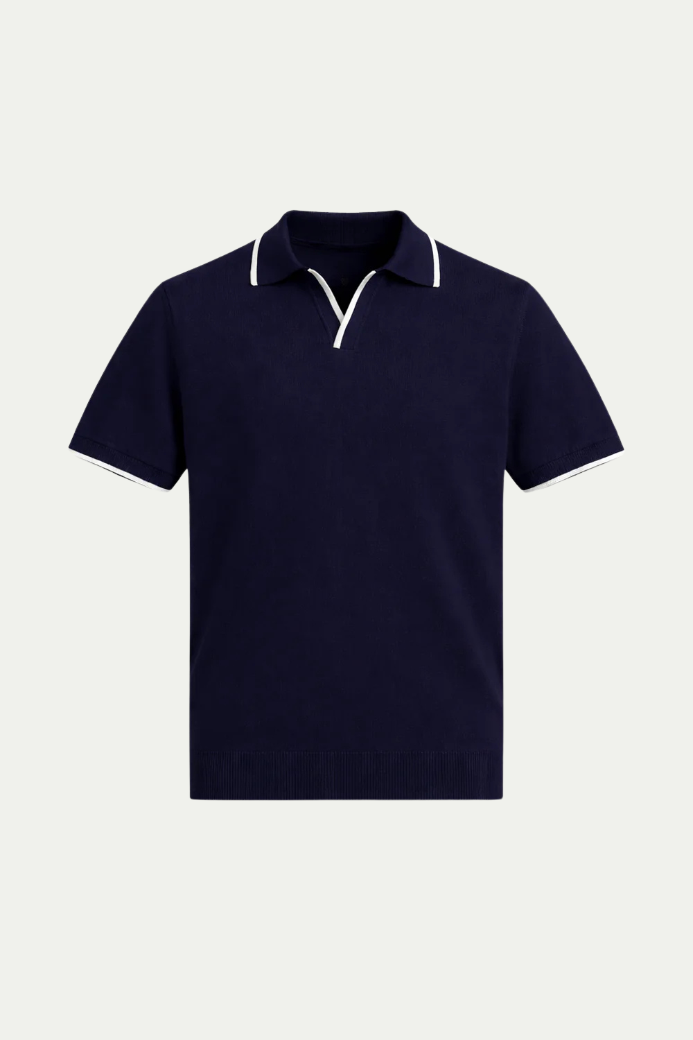Gestreiftes Poloshirt ohne Knöpfe Navy