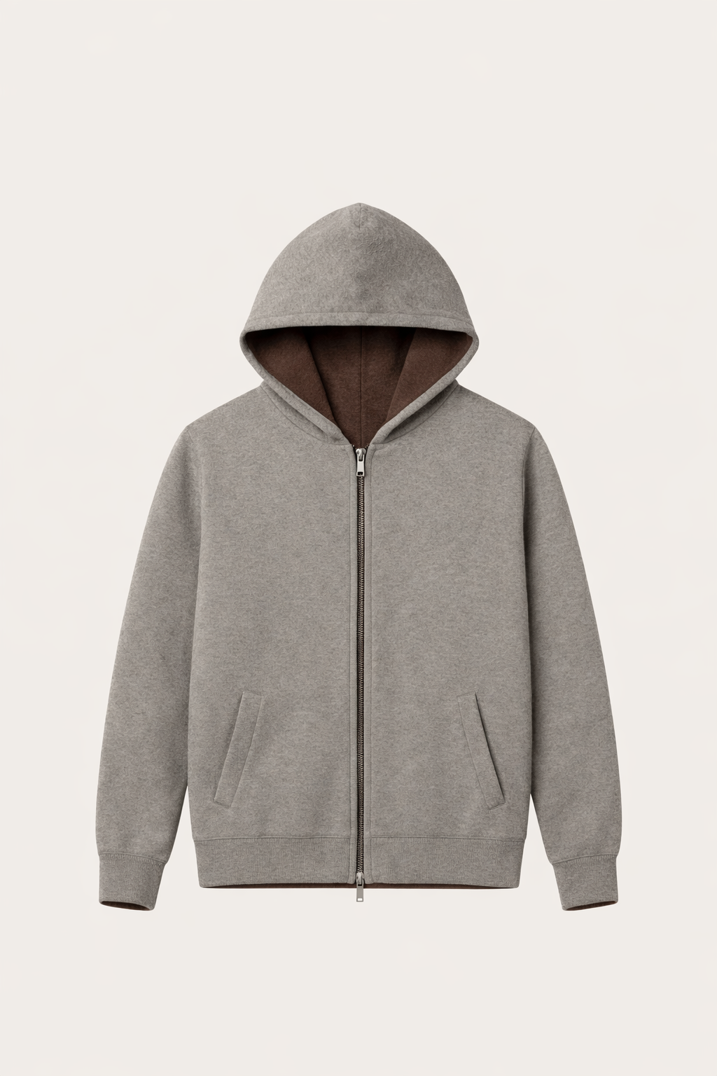 Wende-Strickjacke mit Kapuze Braun & Grau