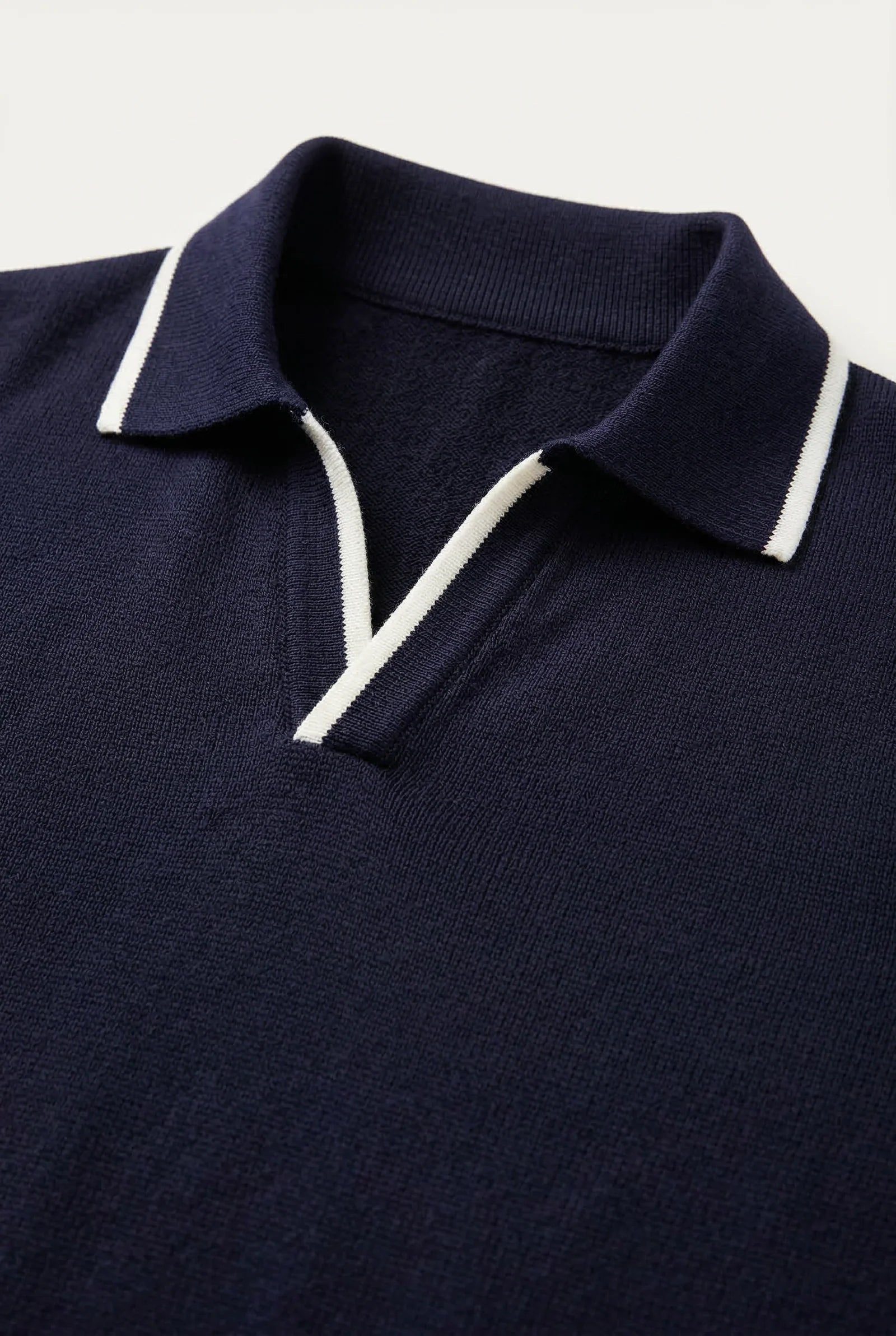 Gestreiftes Poloshirt ohne Knöpfe Navy