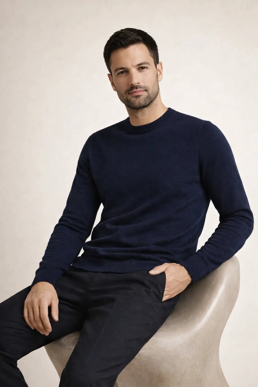 Feinstrick Pullover Marineblau