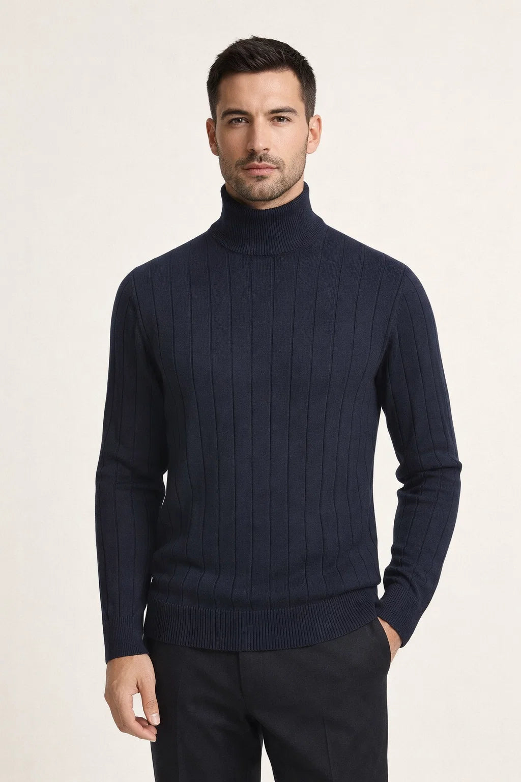 Maßgeschneiderter Rollkragenpullover Marine
