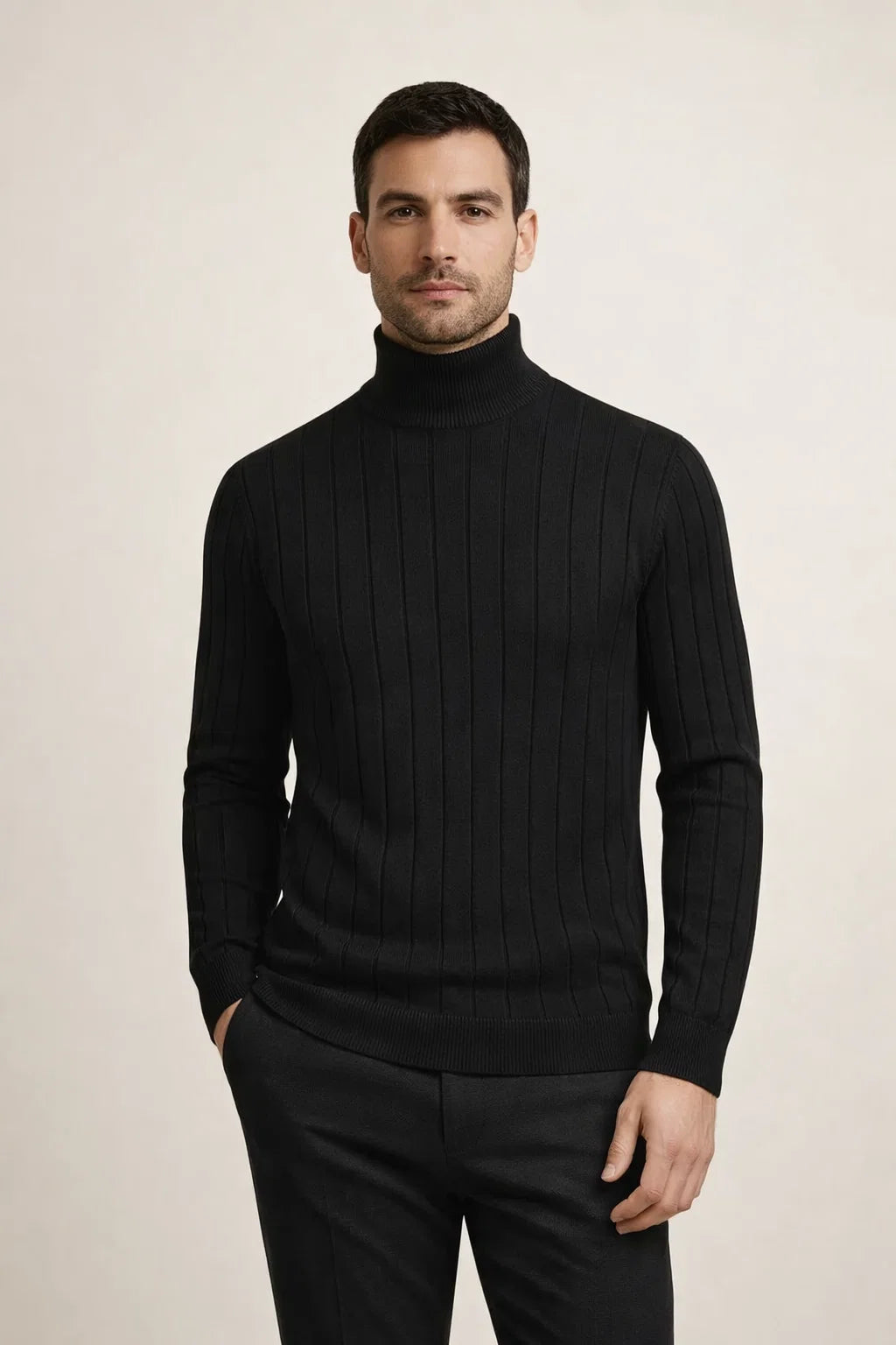 Rollkragenpullover, Schwarz