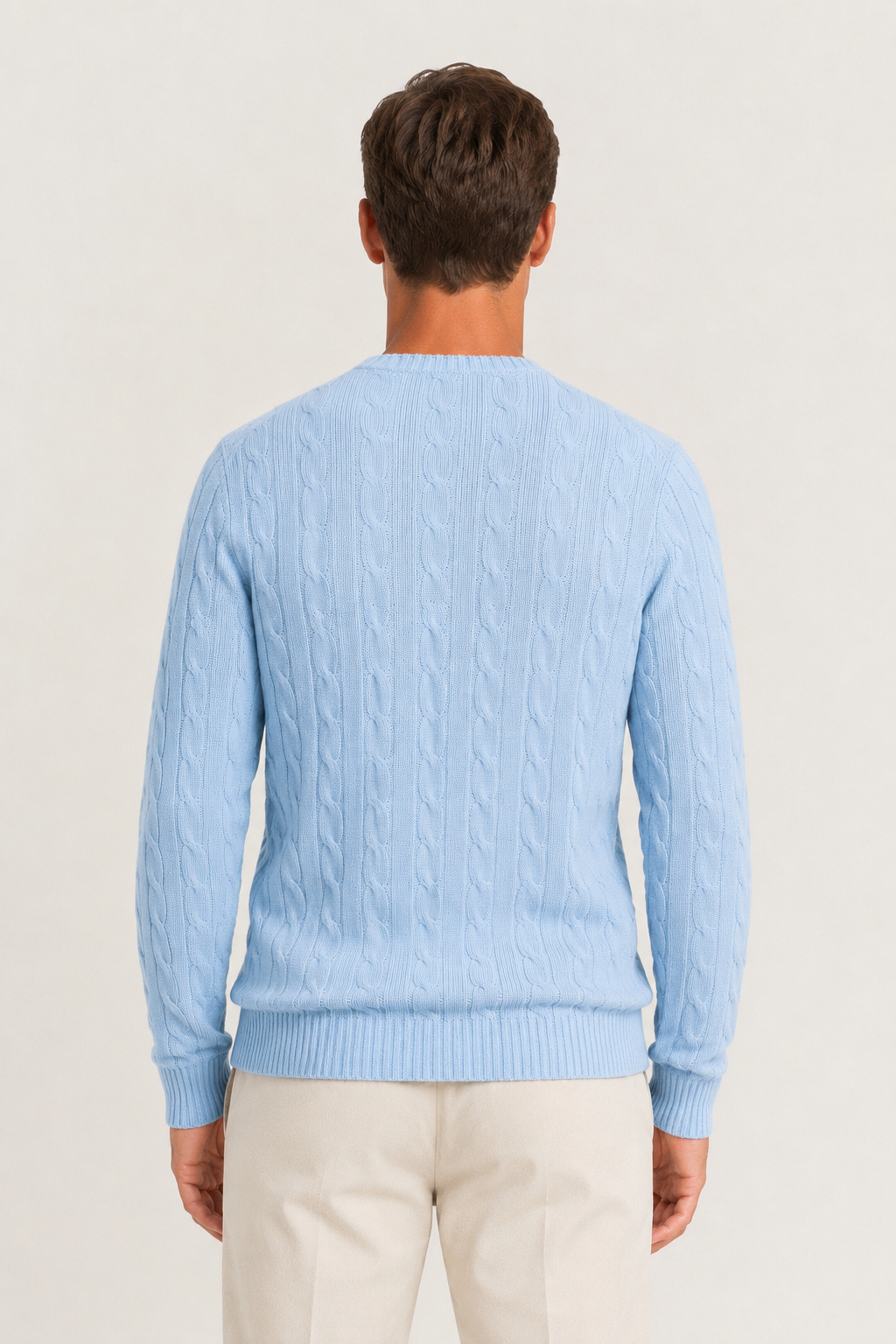 Handgestrickt Zopfmuster Himmelblau