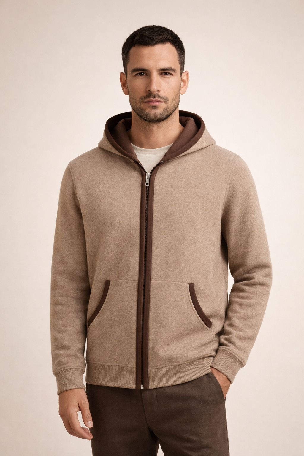 Hooded Cardigan Brown / Dark Brown