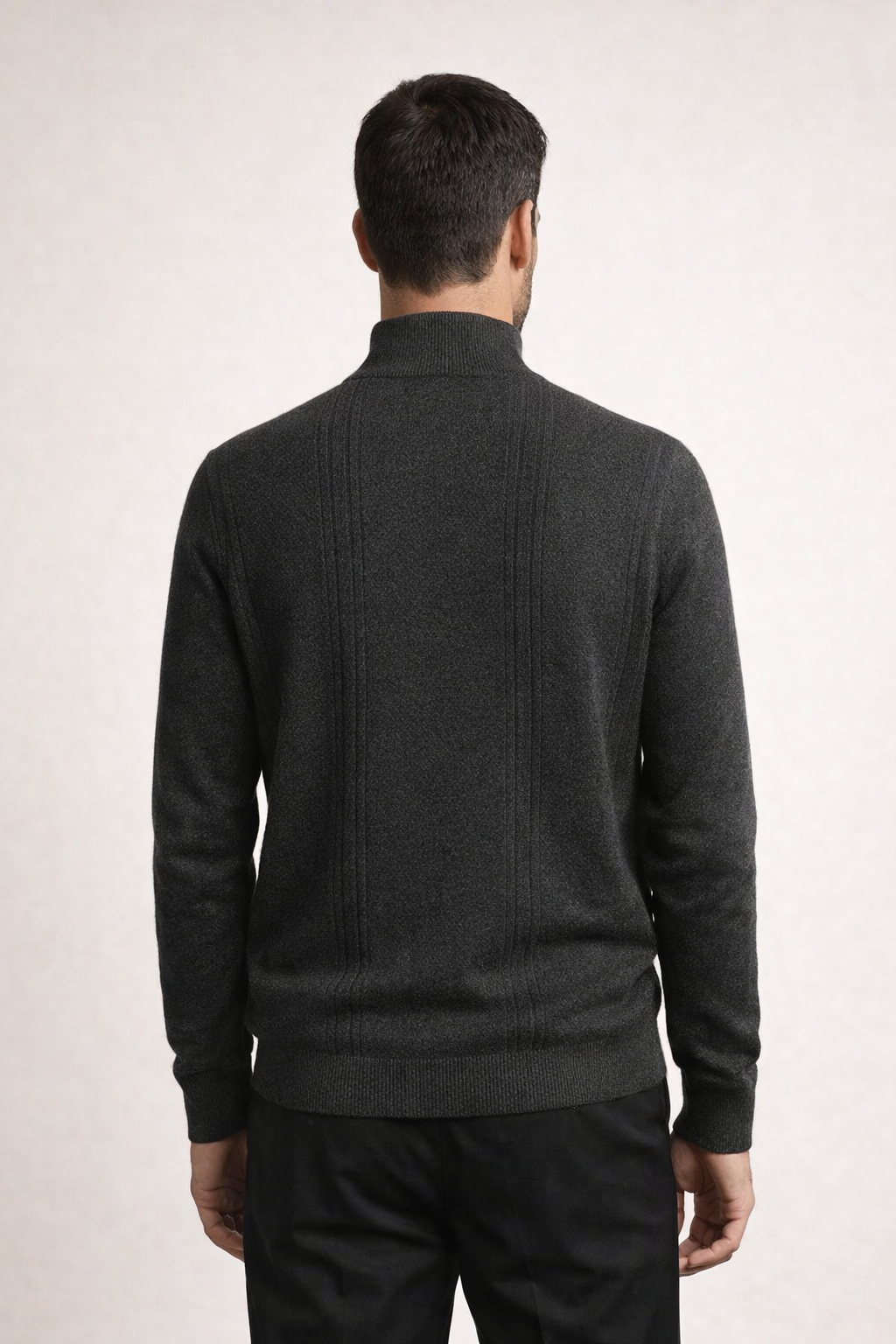 Gerippter Quarter-Zip Dunkelgrau
