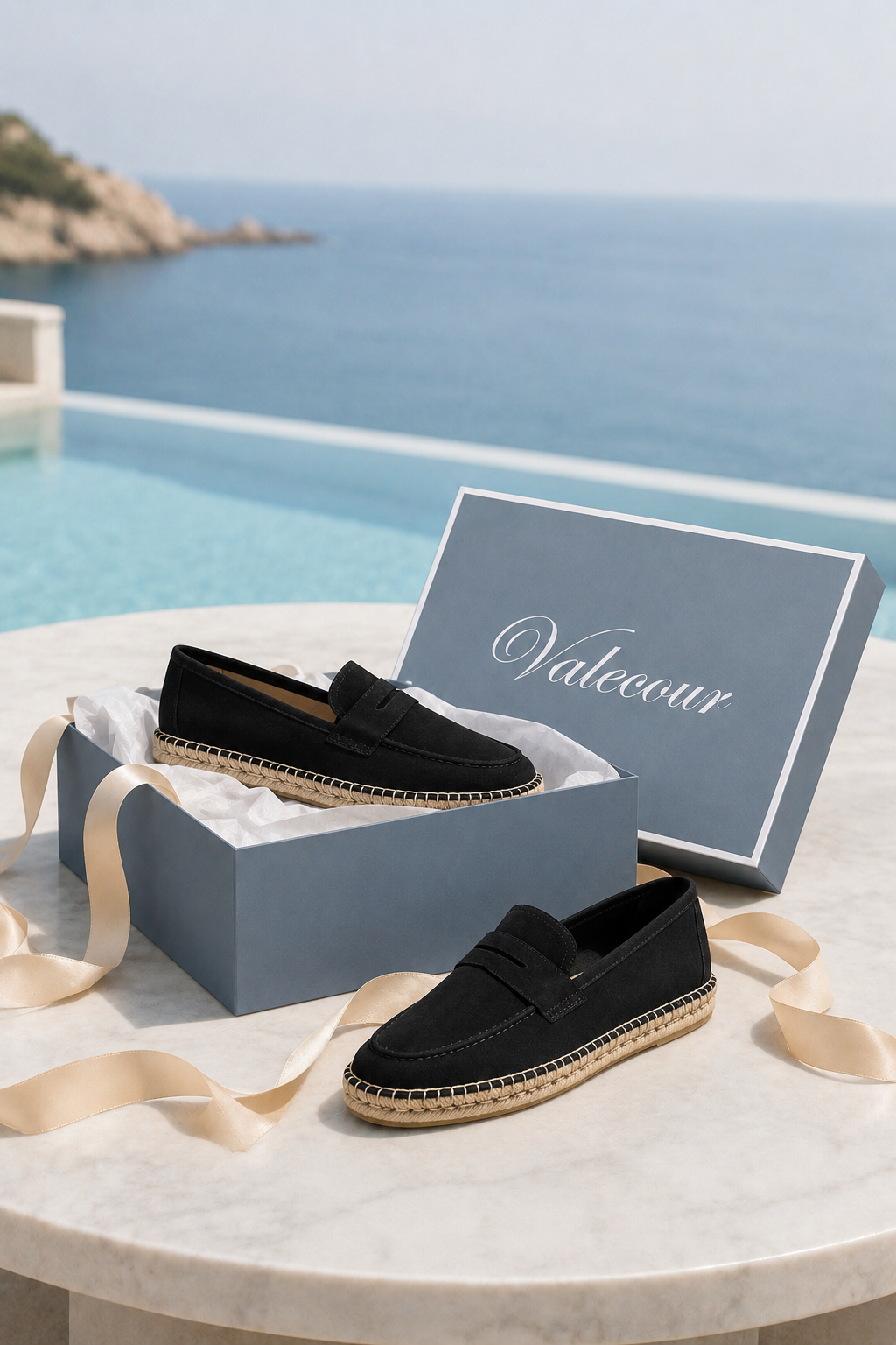 Espadrilles aus Veloursleder in Schwarz