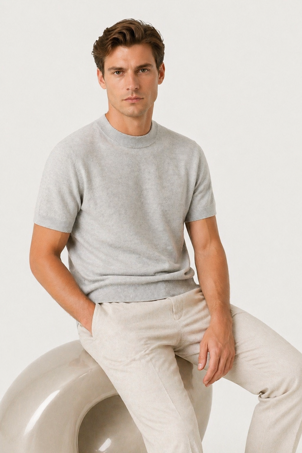 Azure Strick-T-Shirt Grau