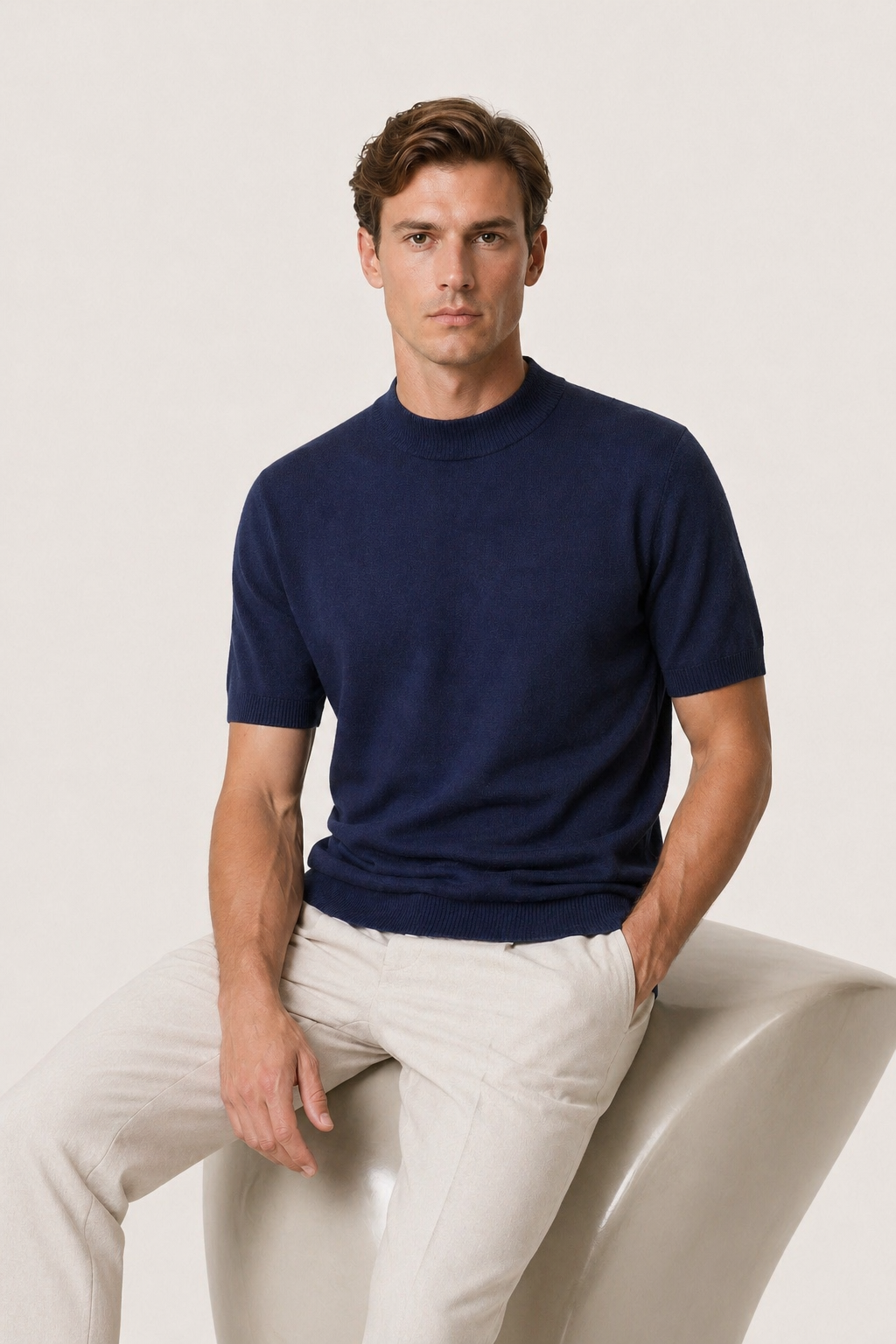 Azure Strick-T-Shirt Navy