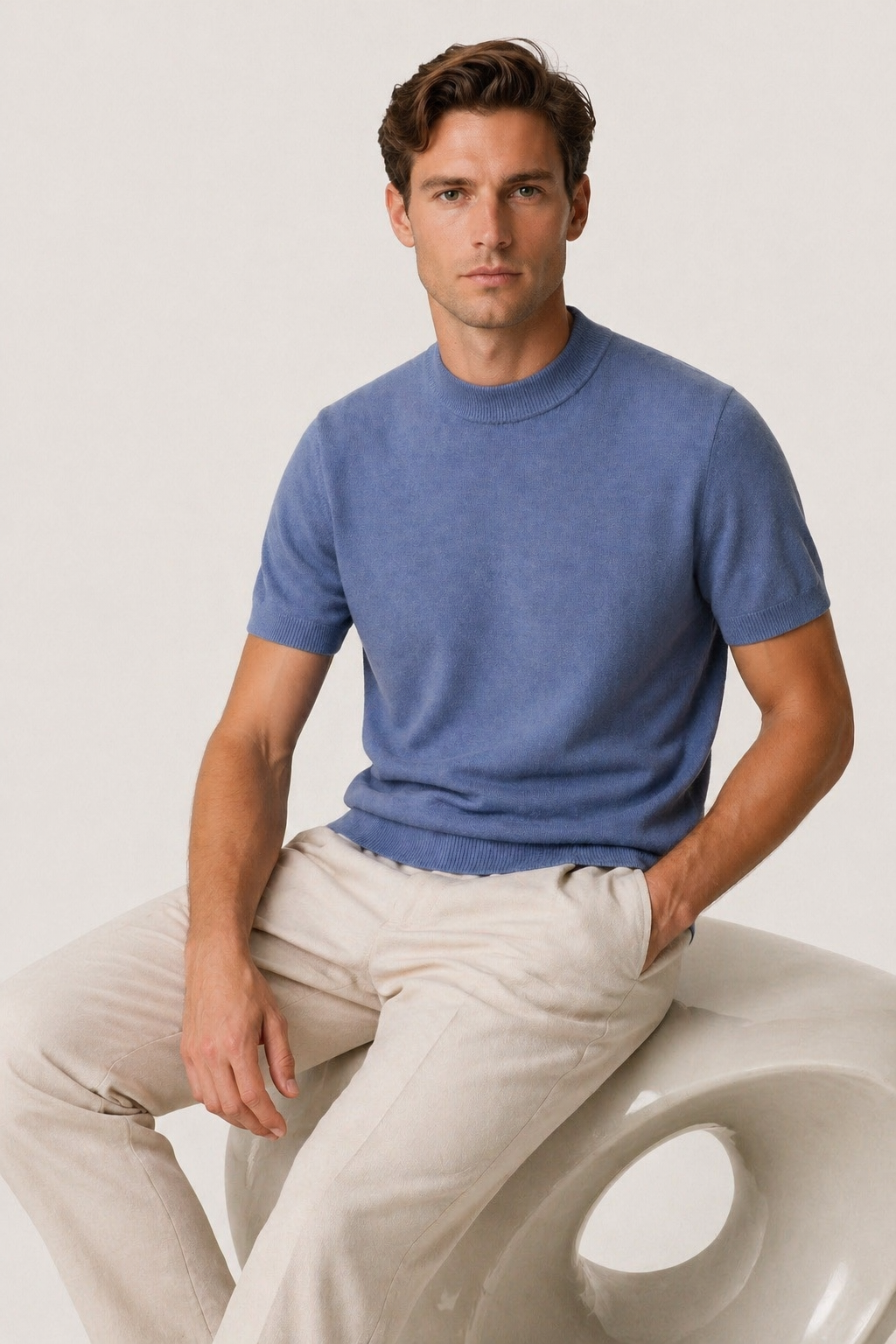 Azure Strick-T-Shirt Blau