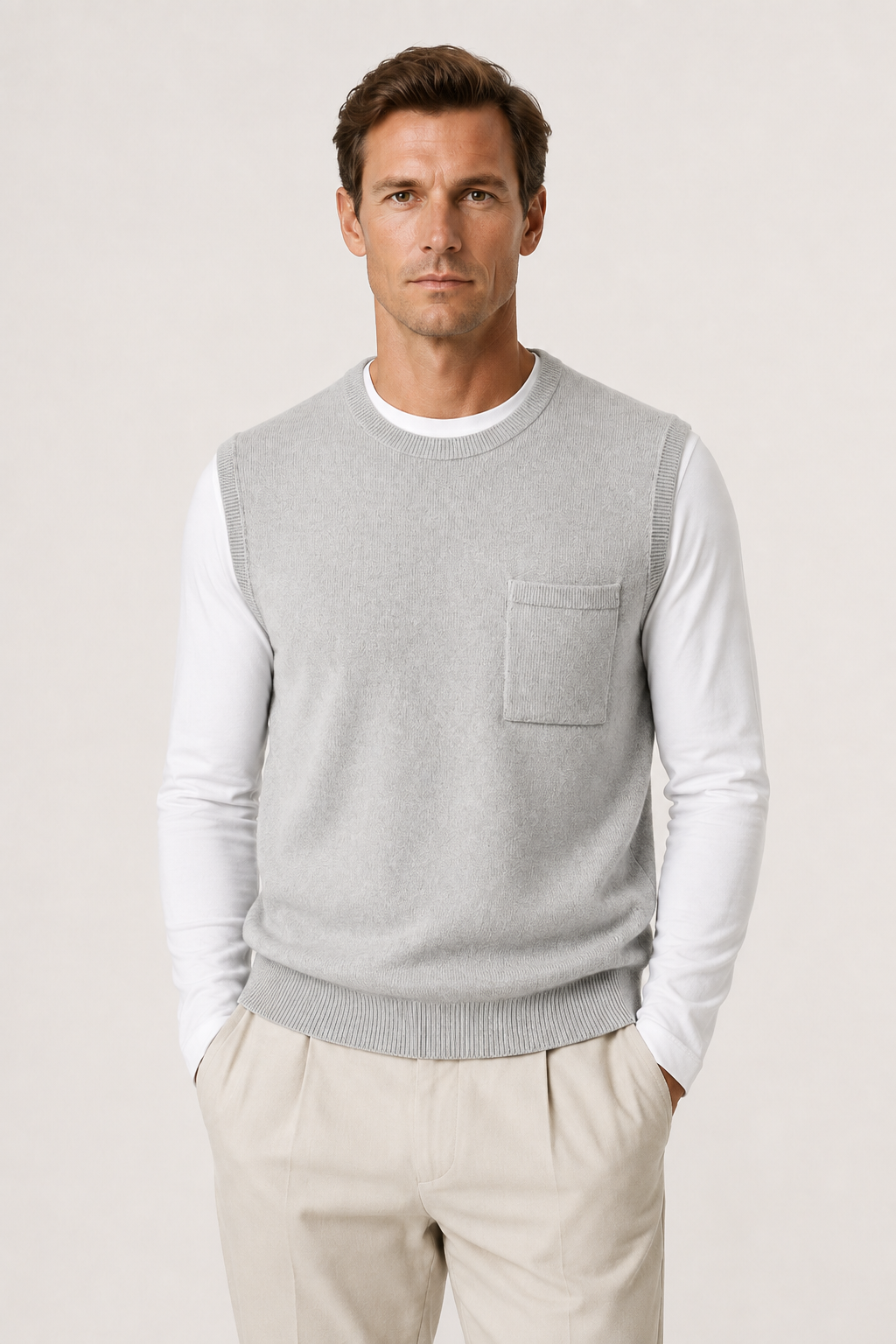 Merino Bodywarmer Light Gray