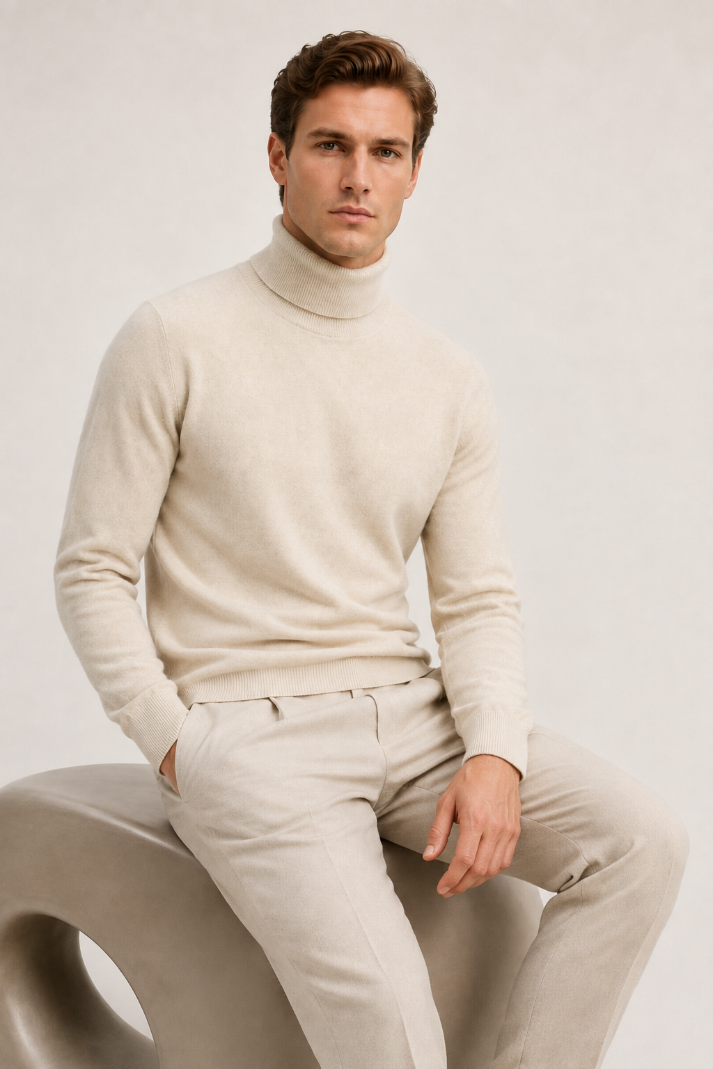 Intemporel Rollkragenpullover Jeansblau