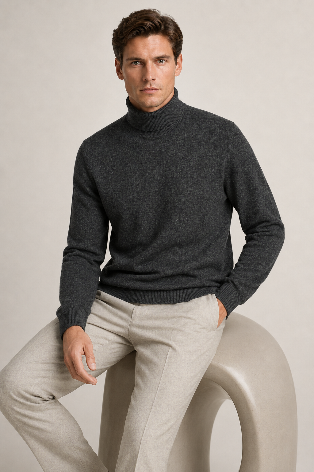 Intemporel Rollkragenpullover Jeansblau