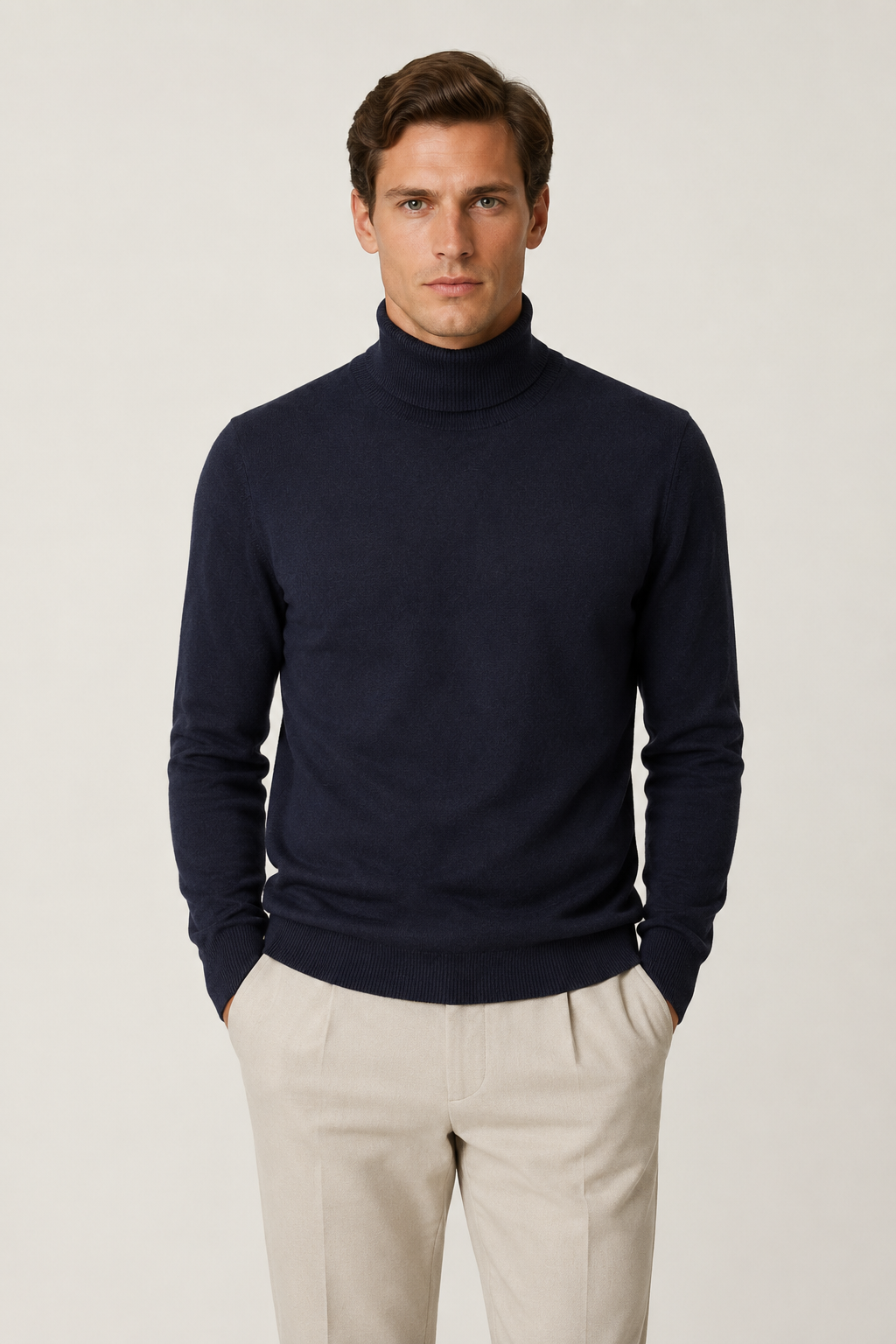 Intemporel Rollkragenpullover Jeansblau