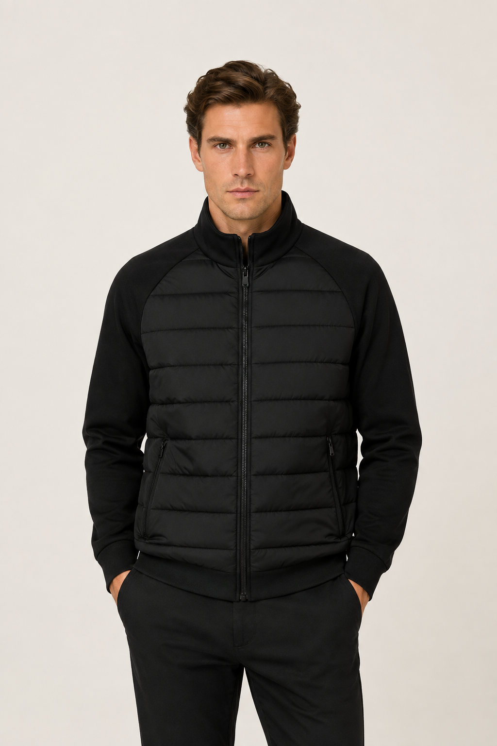 Essenzielle Hybridjacke Schwarz