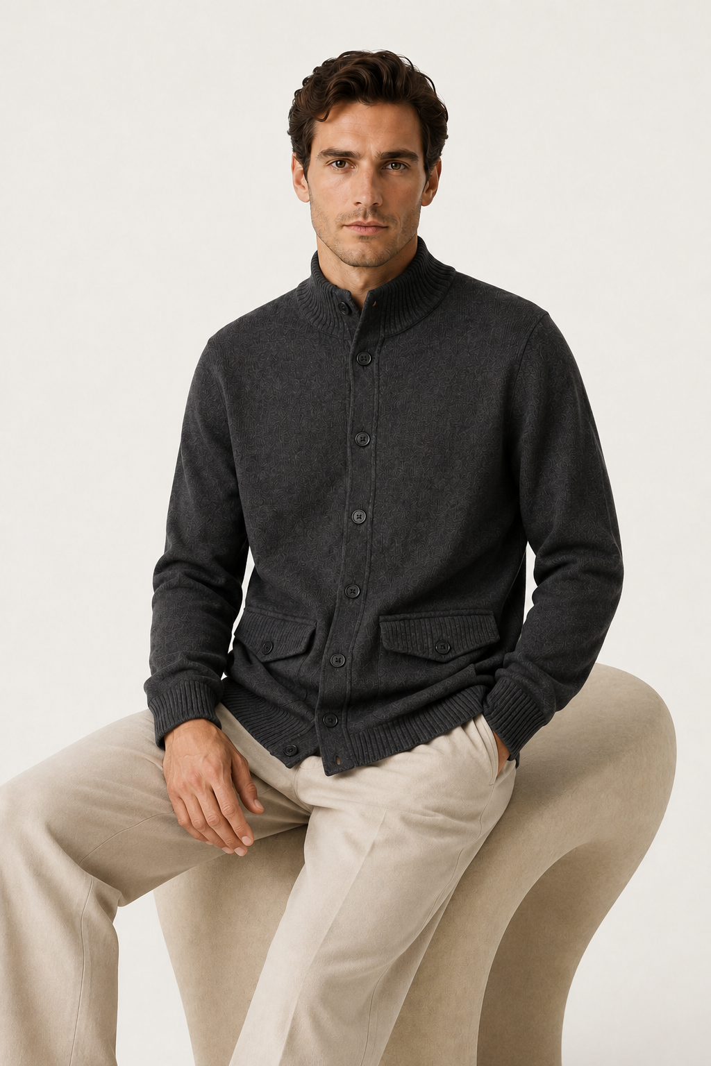Strickjacke mit Knöpfen Dunkelgrau