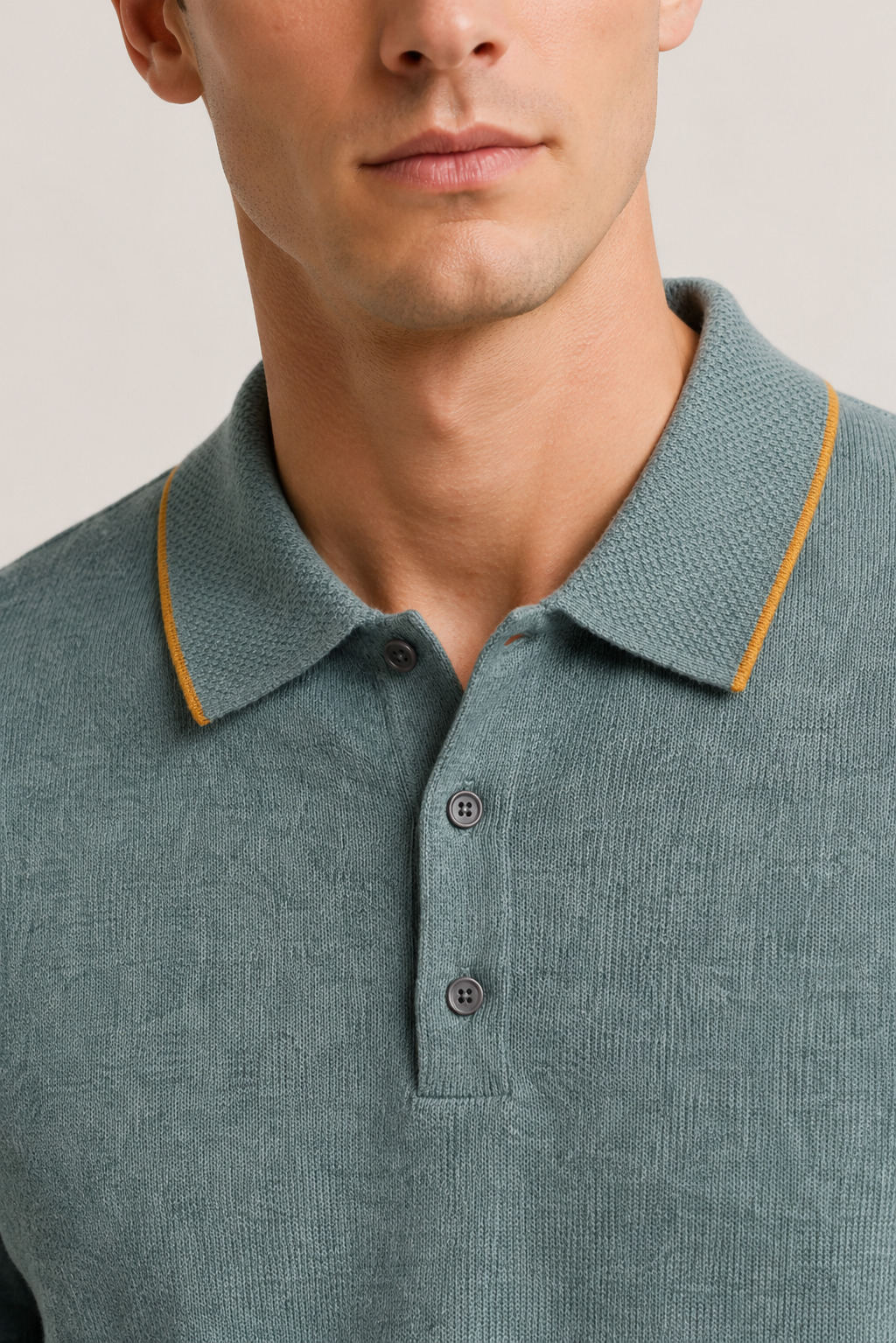 Fein gestricktes Polohemd mit Streifen, Hellgrün