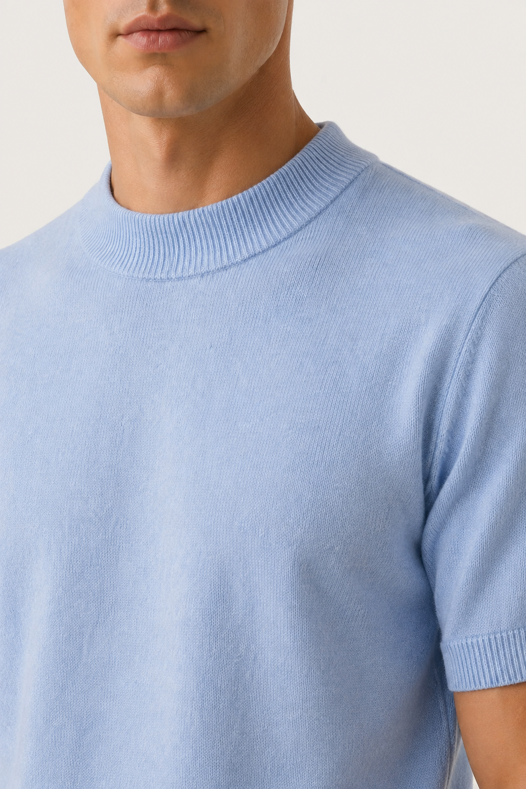Azure Strick-T-Shirt Hellblau