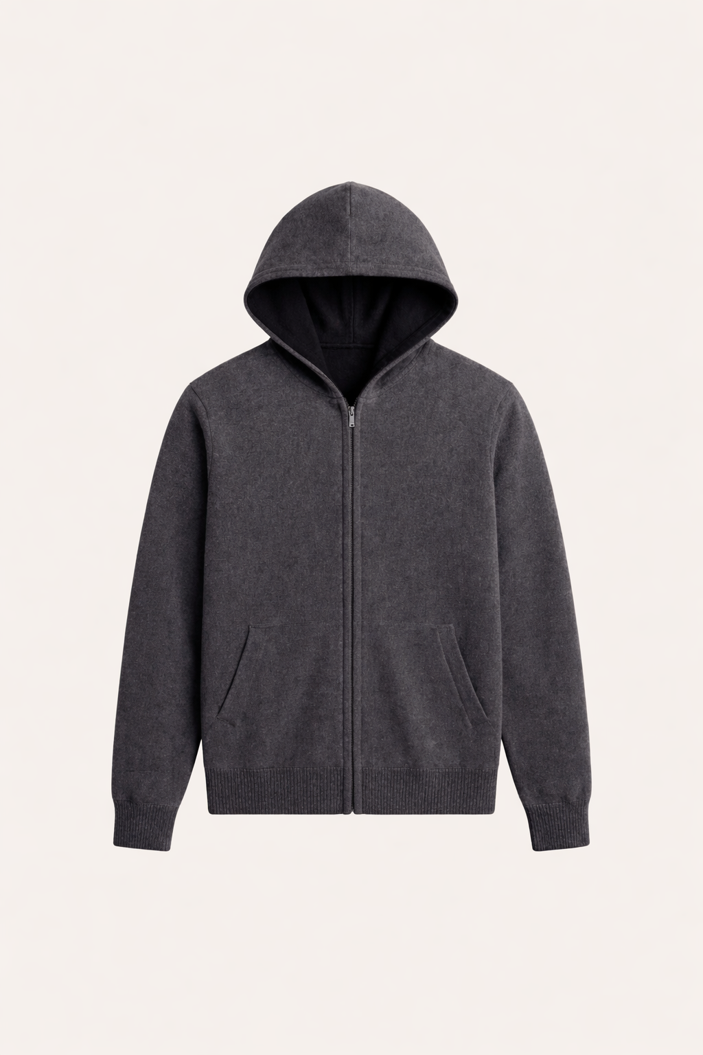 Wende-Strickjacke mit Kapuze in Grau & Schwarz