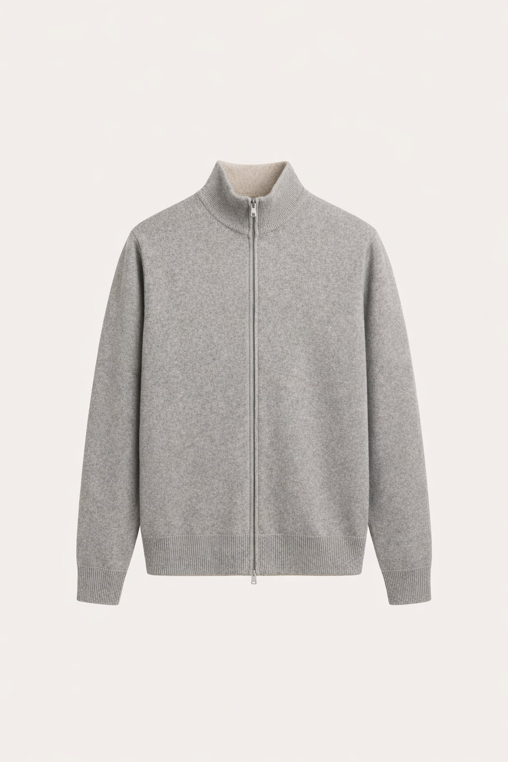 Wende-Strickjacke mit Reißverschluss, Beige & Grau