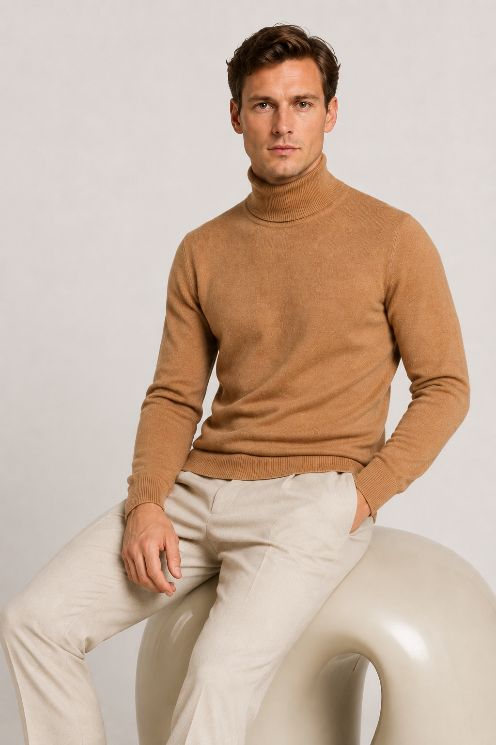 Zeitloser Rollkragenpullover Kamel