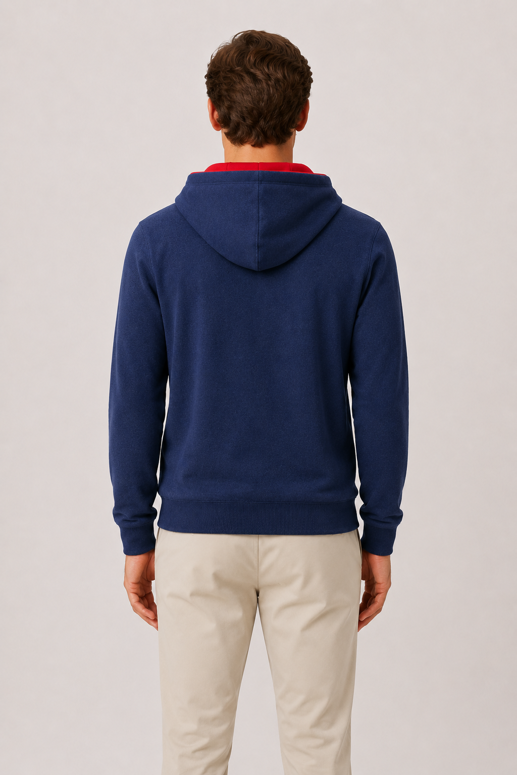 Kapuzenstrickjacke Marine / Rot