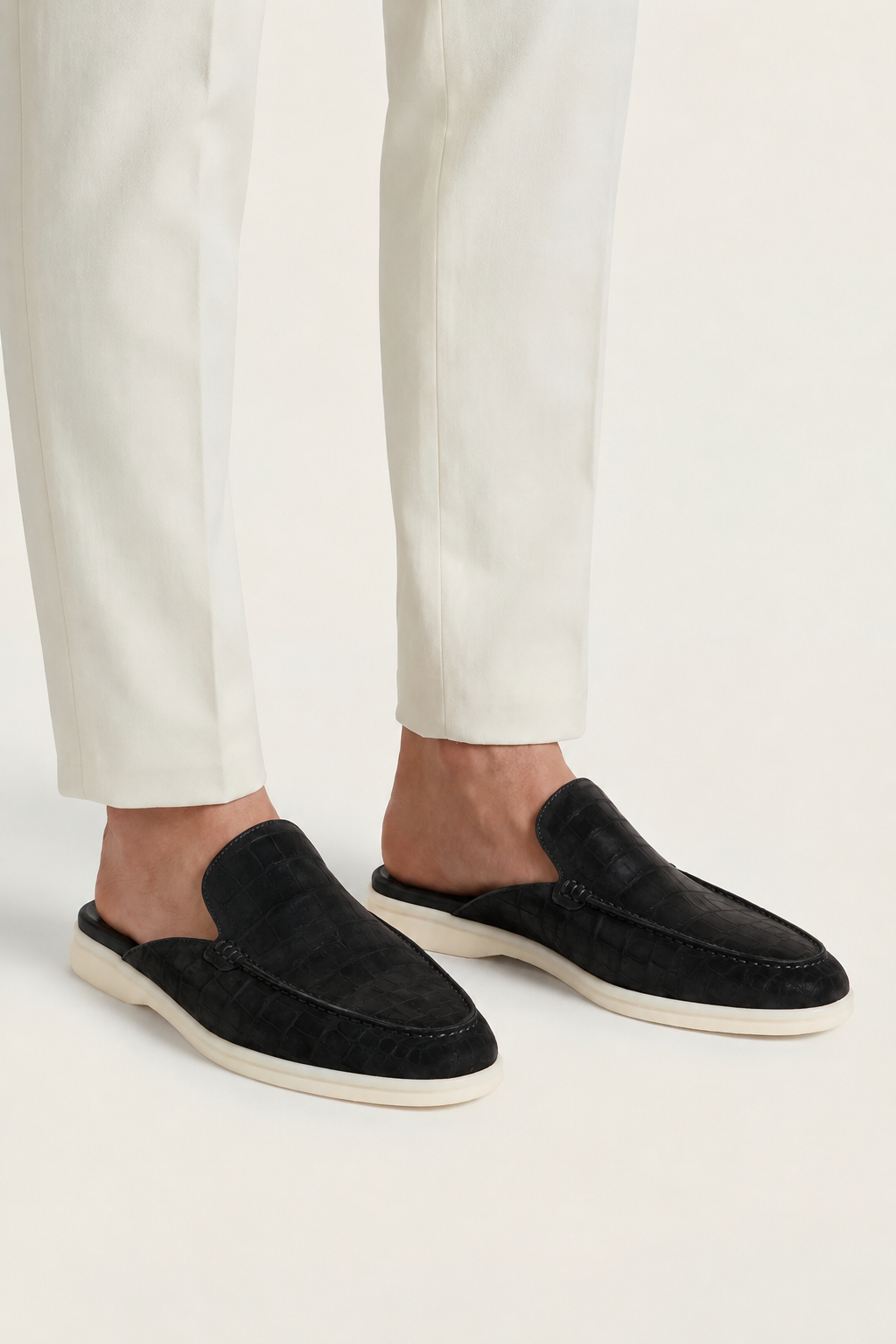 Croco Mule Glanzschwarz