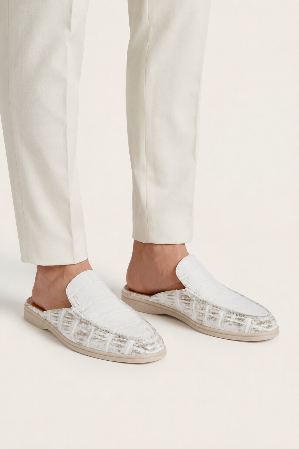 Croco Mule Glanzschwarz