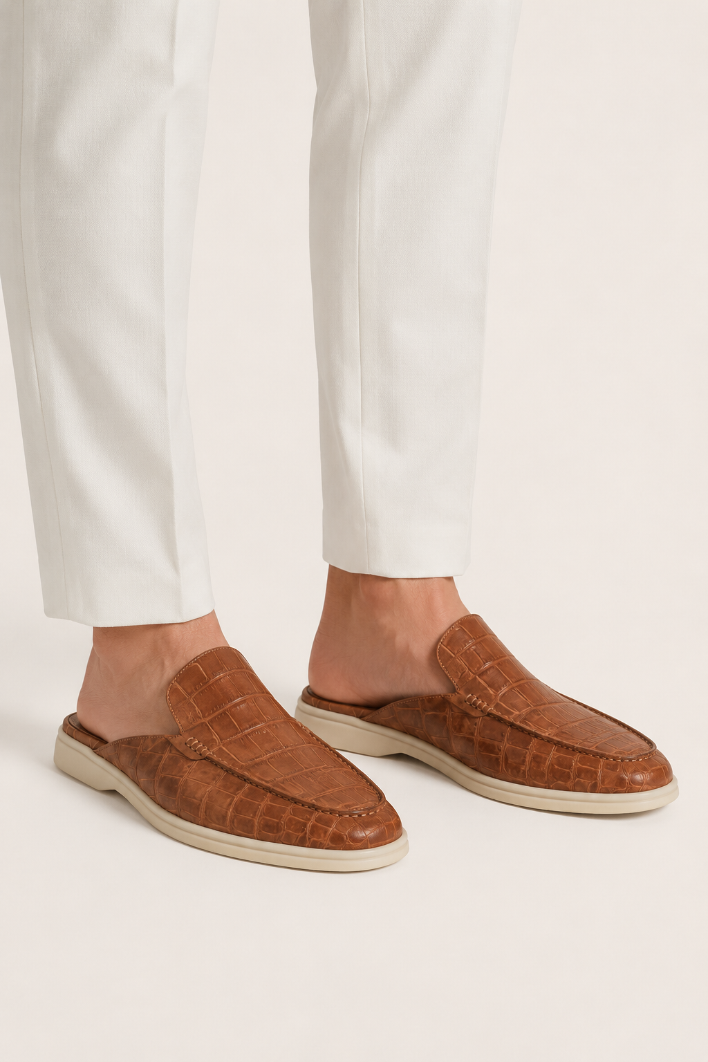 Croco Mule Glanzschwarz
