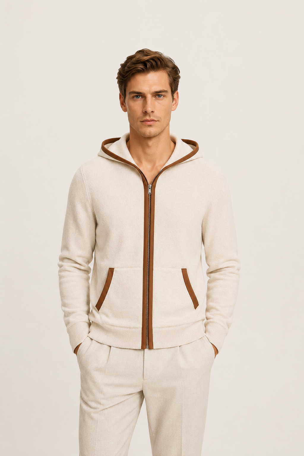 Hooded Cardigan Beige