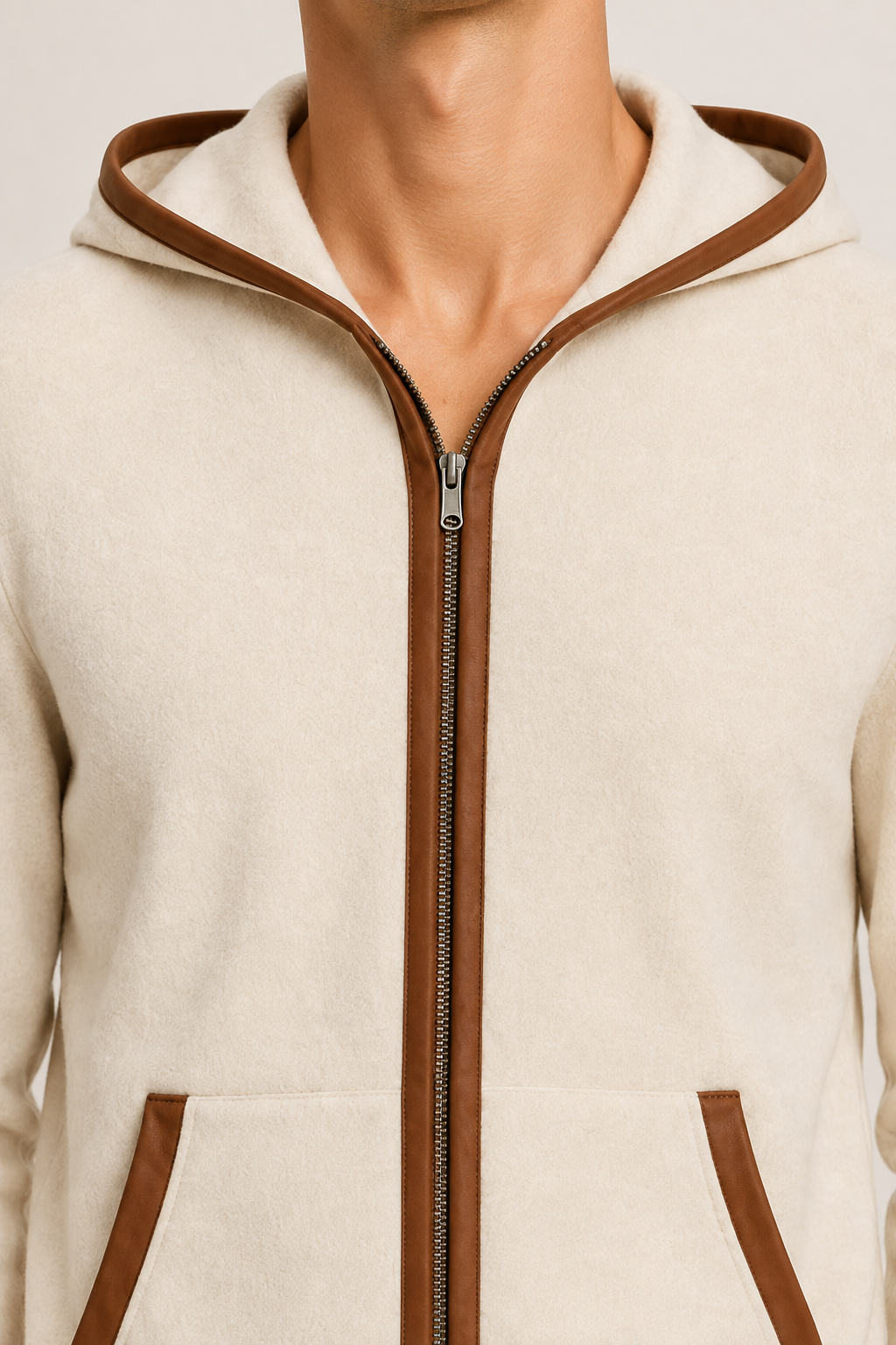 Hooded Cardigan Beige