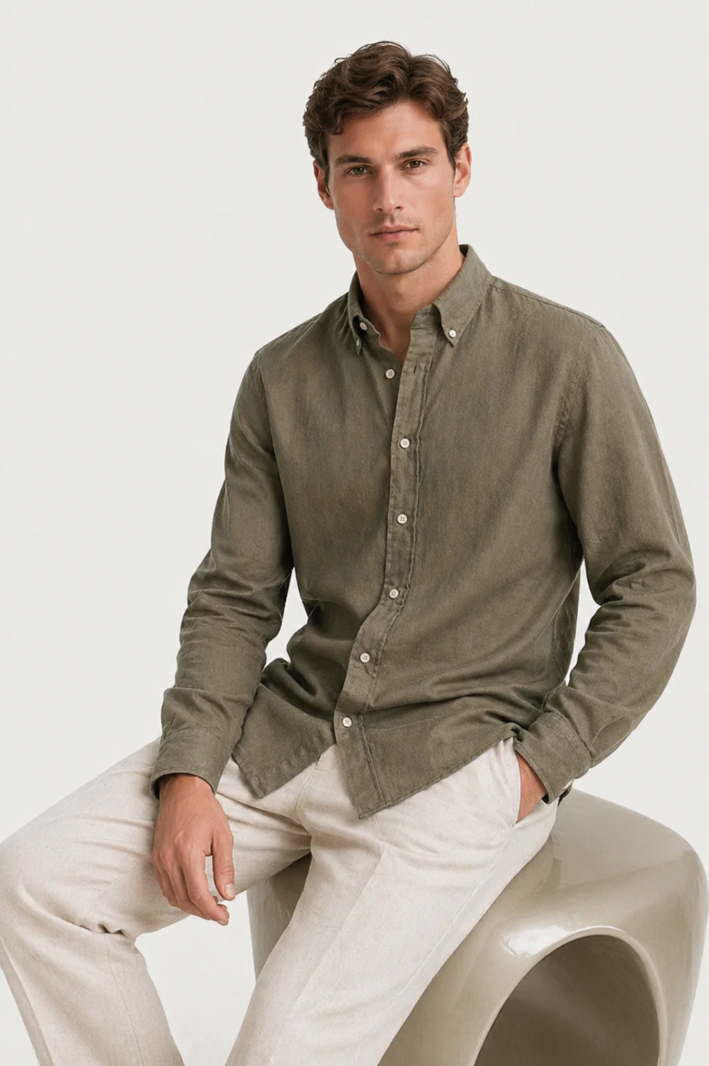 Edles Leinenhemd Olive