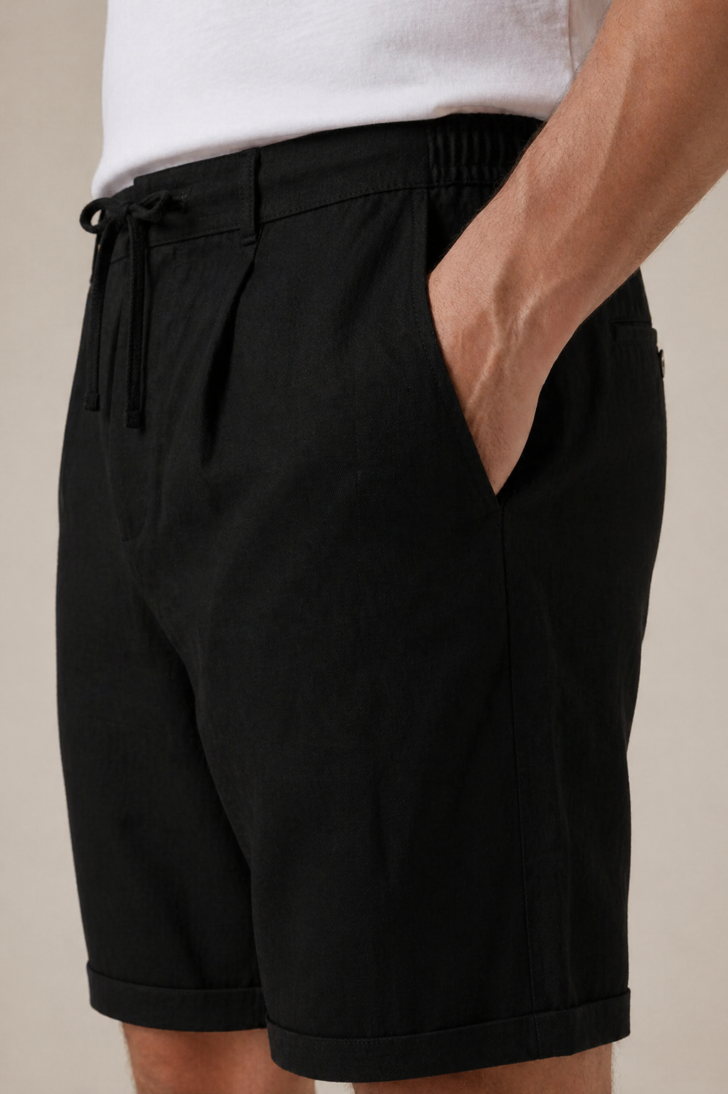 Schwarze Bayside Shorts aus Leinen