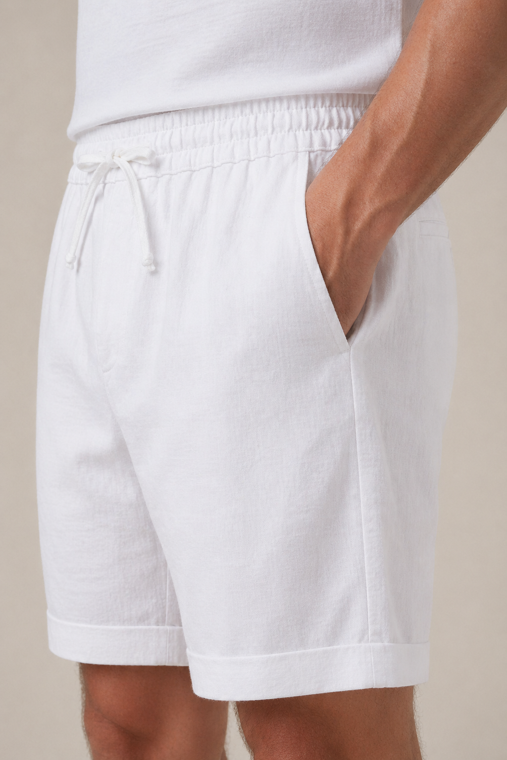 Weiße Bayside-Shorts aus Leinen