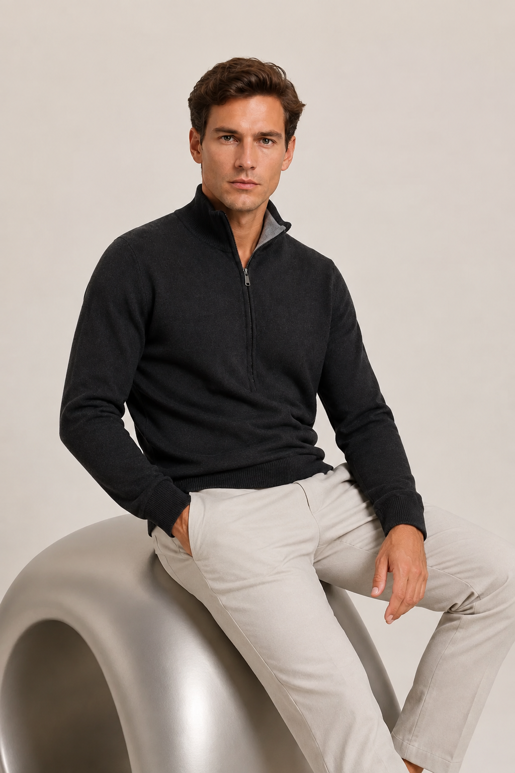 Reversible Zip Knit Black & Gray