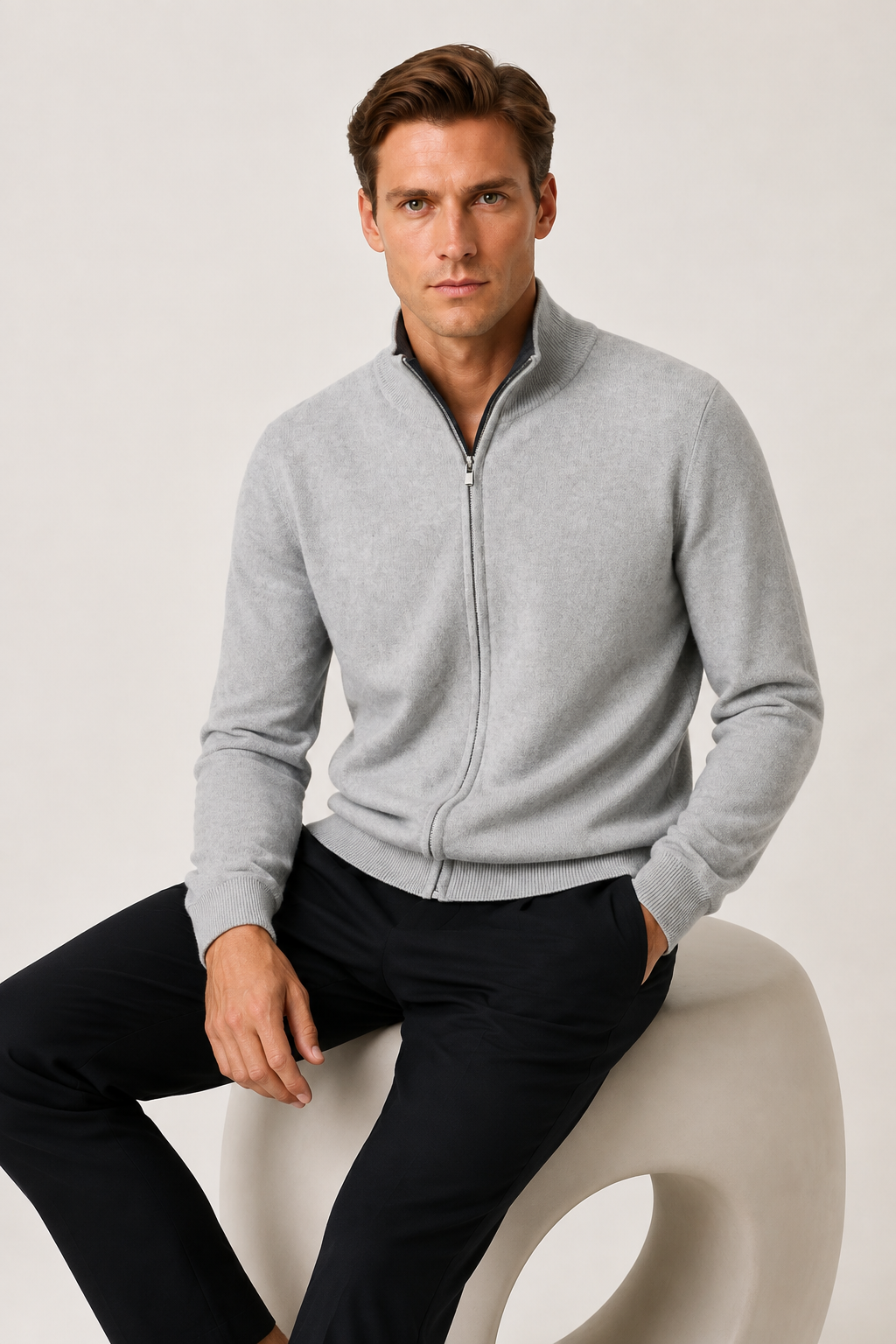 Reversible Zip Knit Black & Gray