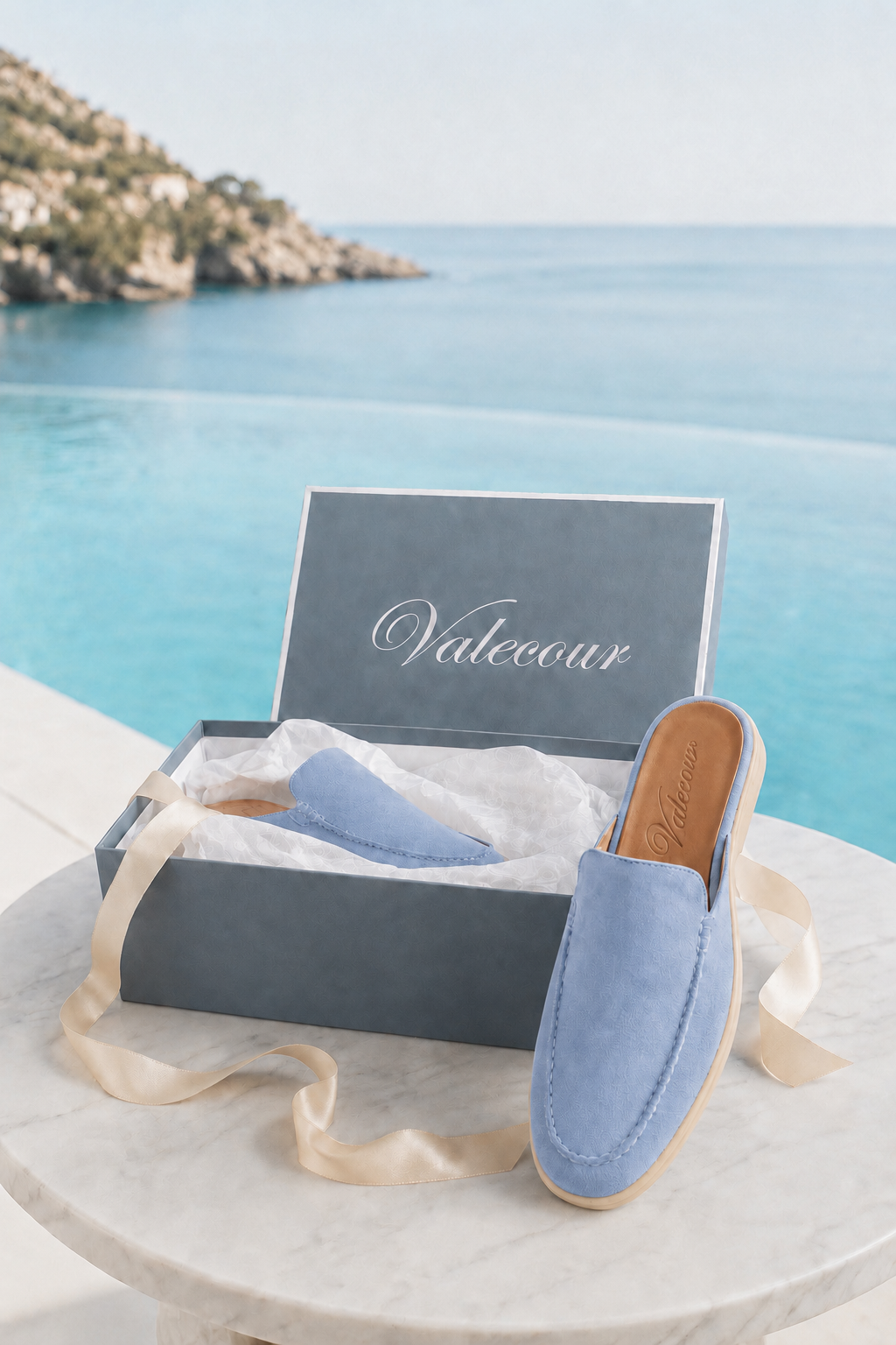 Ancestral Suede Pantolette Hellblau