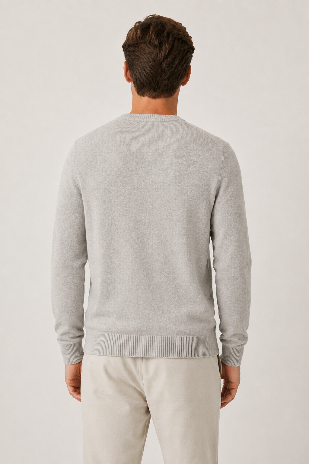 Fine Wool Crewneck Light Grey