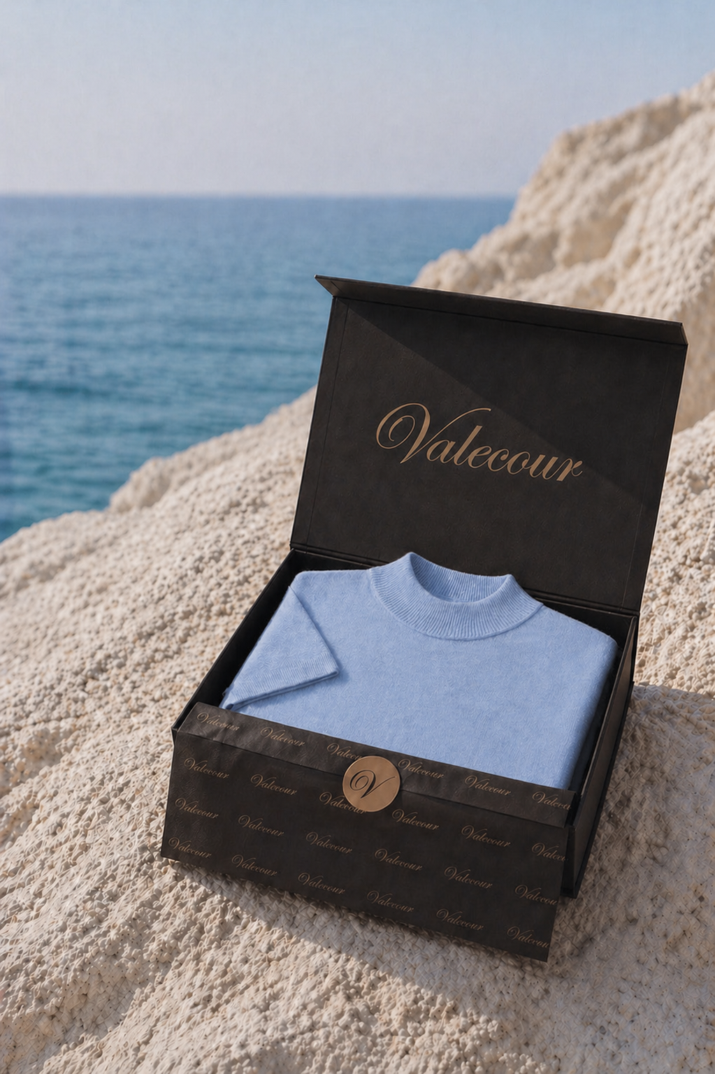Azure Strick-T-Shirt Hellblau